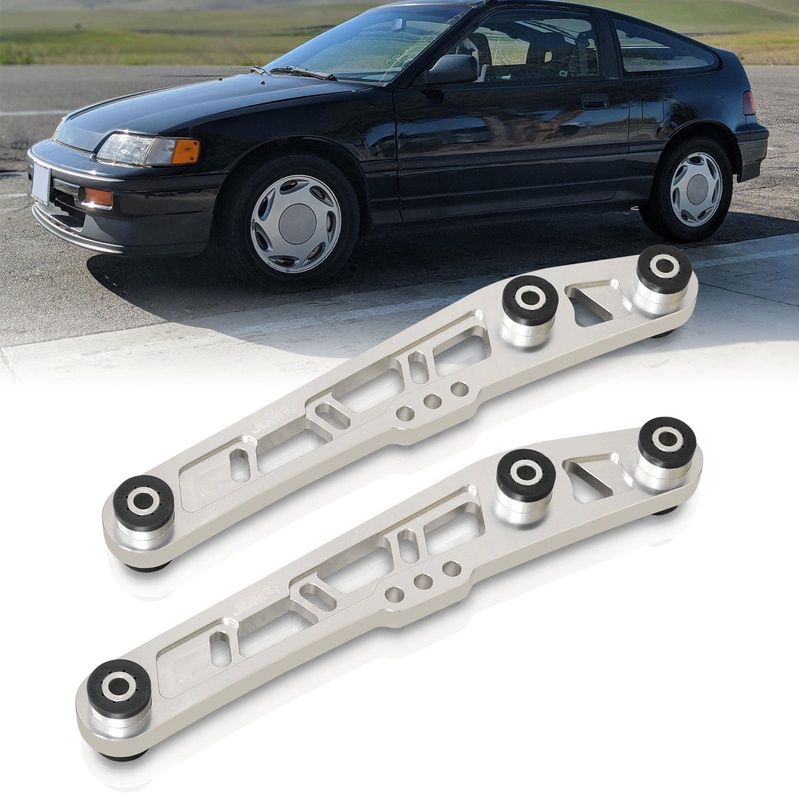 JDM Sport Acura Integra 1994-2001 / Honda Civic 1988-1995 / CRX 1988-1991 / Del Sol 1993-1997 Rear Lower Control Arms Polished with Black Bushings - Parts Agent