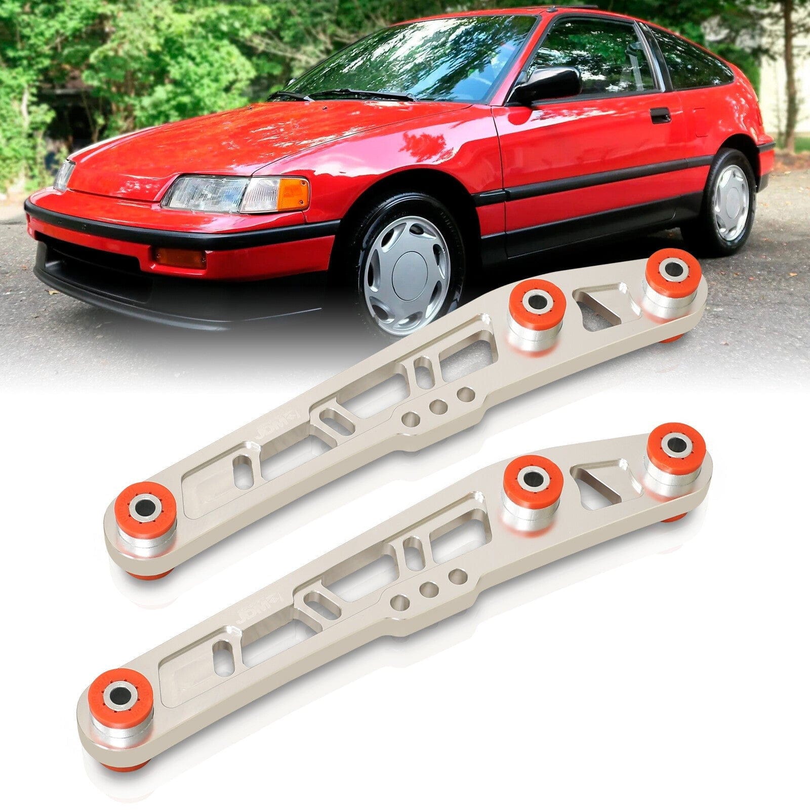 JDM Sport Acura Integra 1994-2001 / Honda Civic 1988-1995 / CRX 1988-1991 / Del Sol 1993-1997 Rear Lower Control Arms Polished with Red Bushings - Parts Agent