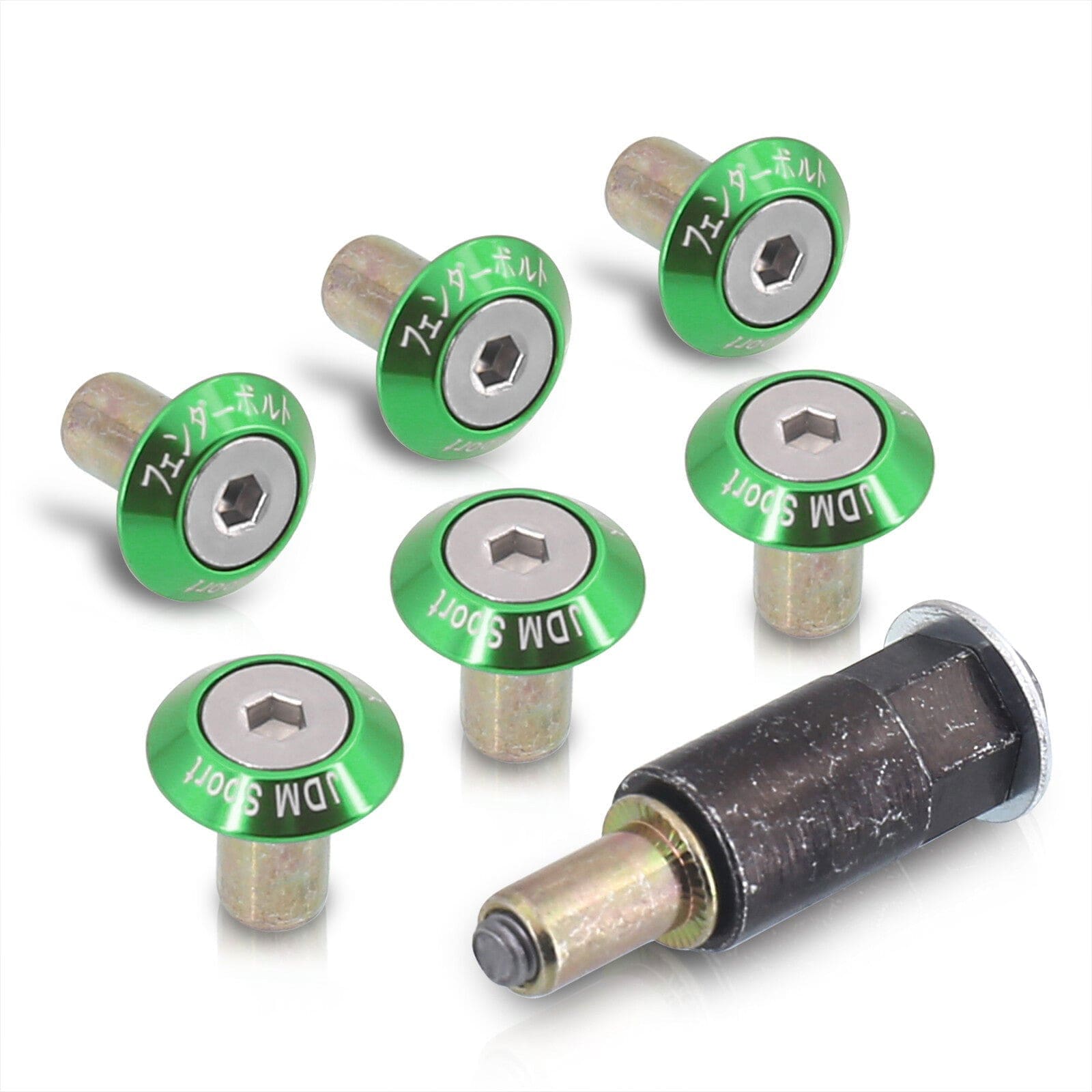 JDM Sport Fender Washer M6 Rivet Type Fasteners Green (6 Piece Per Pack) - Parts Agent