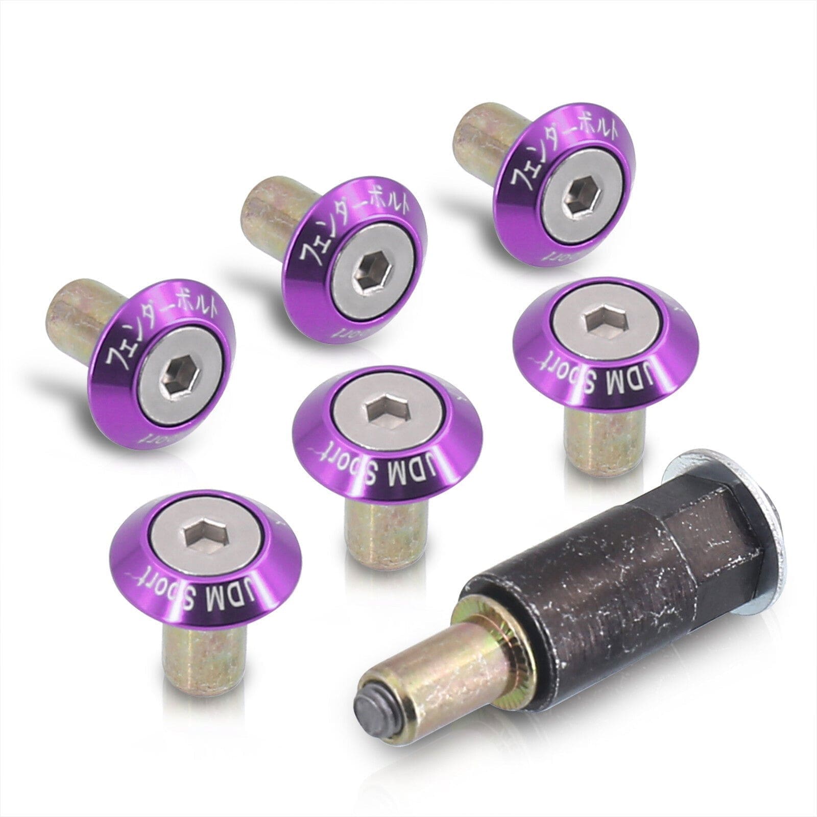 JDM Sport Fender Washer M6 Rivet Type Fasteners Purple (6 Piece Per Pack) - Parts Agent