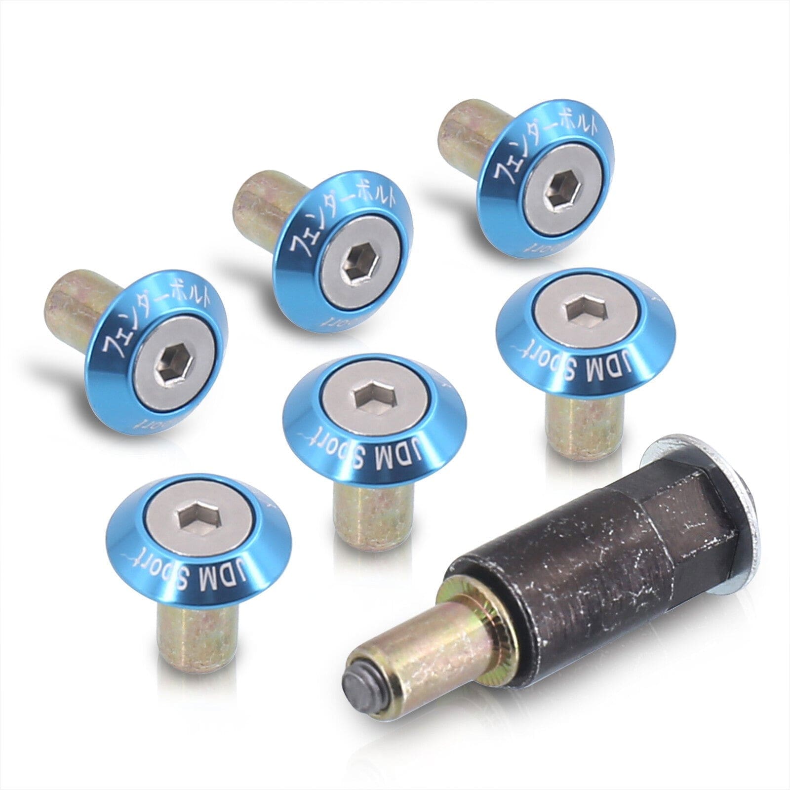 JDM Sport Fender Washer M6 Rivet Type Fastners Blue (6 Piece Per Pack) - Parts Agent