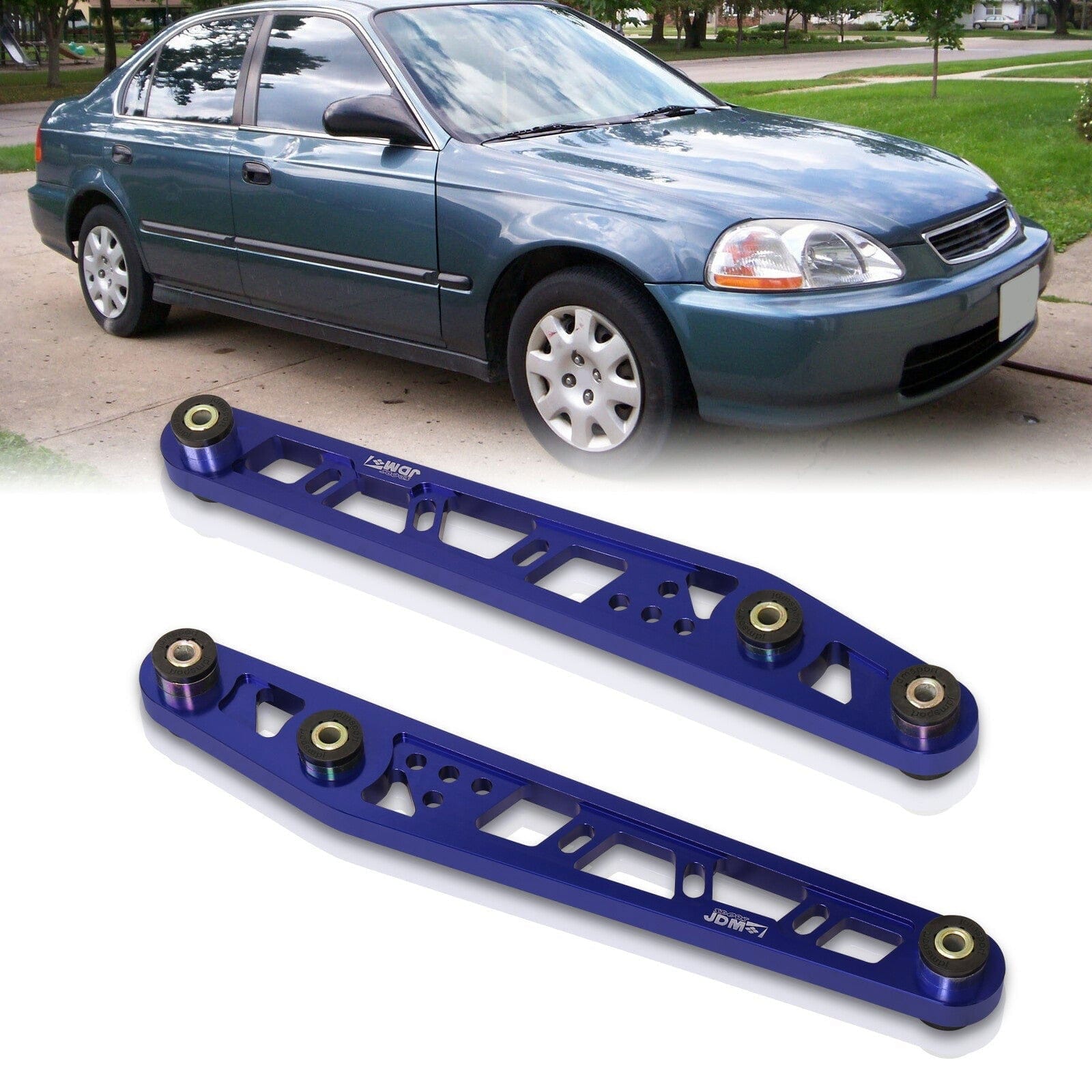 JDM Sport Honda Civic 1996-2000 Rear Lower Control Arms Blue with Black Bushings - Parts Agent