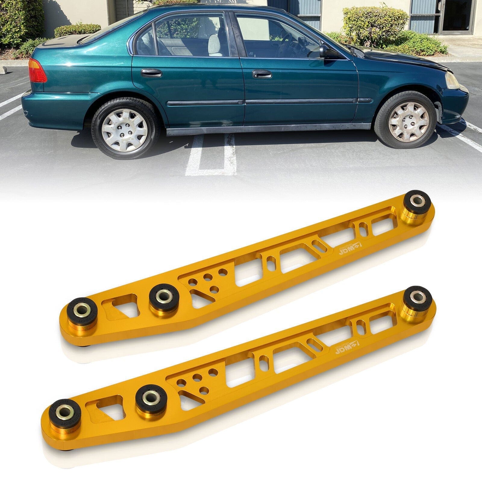 JDM Sport Honda Civic 1996-2000 Rear Lower Control Arms Gold with Black Bushings - Parts Agent