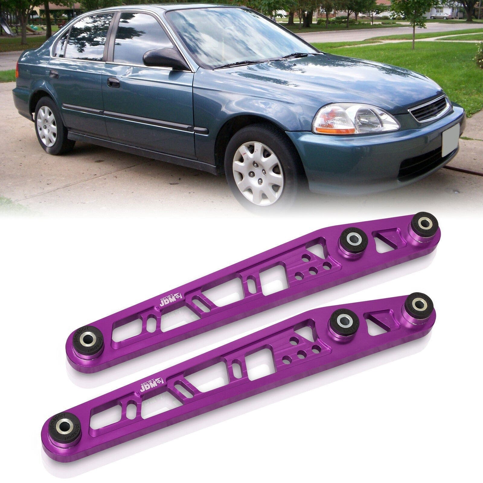 JDM Sport Honda Civic 1996-2000 Rear Lower Control Arms Purple with Black Bushings - Parts Agent