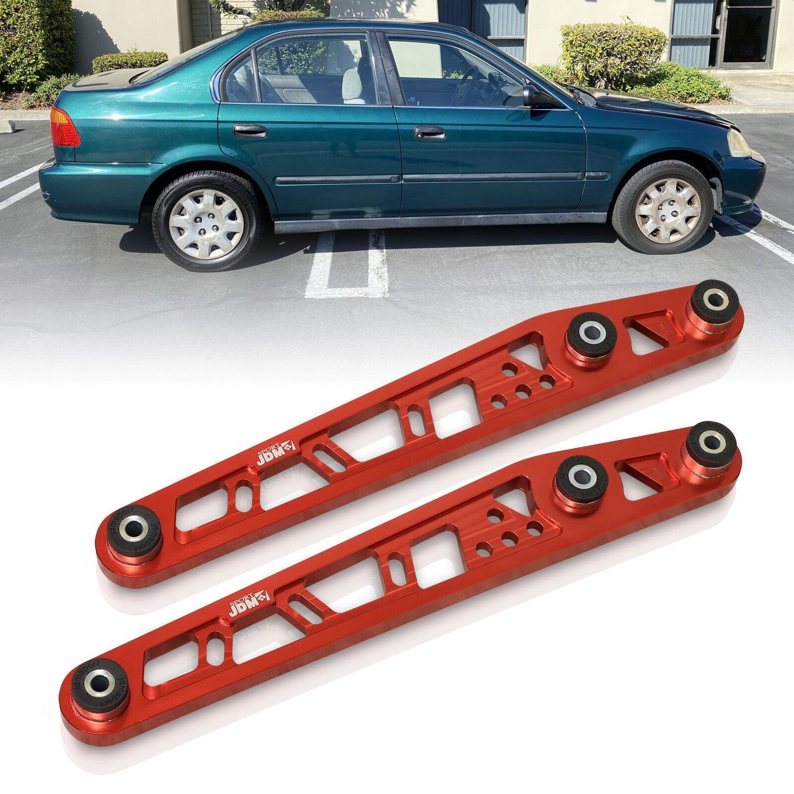 JDM Sport Honda Civic 1996-2000 Rear Lower Control Arms Red with Black Bushings - Parts Agent