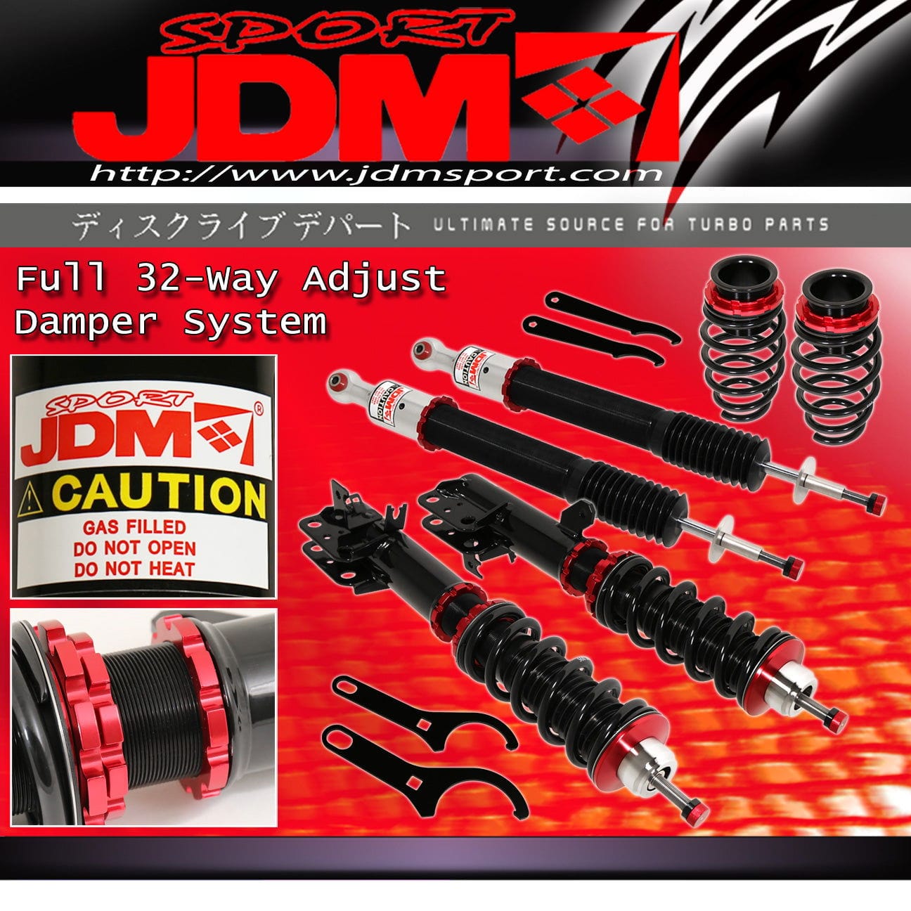 JDM Sport Honda Fit 2009-2014 32 Way Adjustable Coilovers Kit - Front: 5K / Rear: 3K - Parts Agent