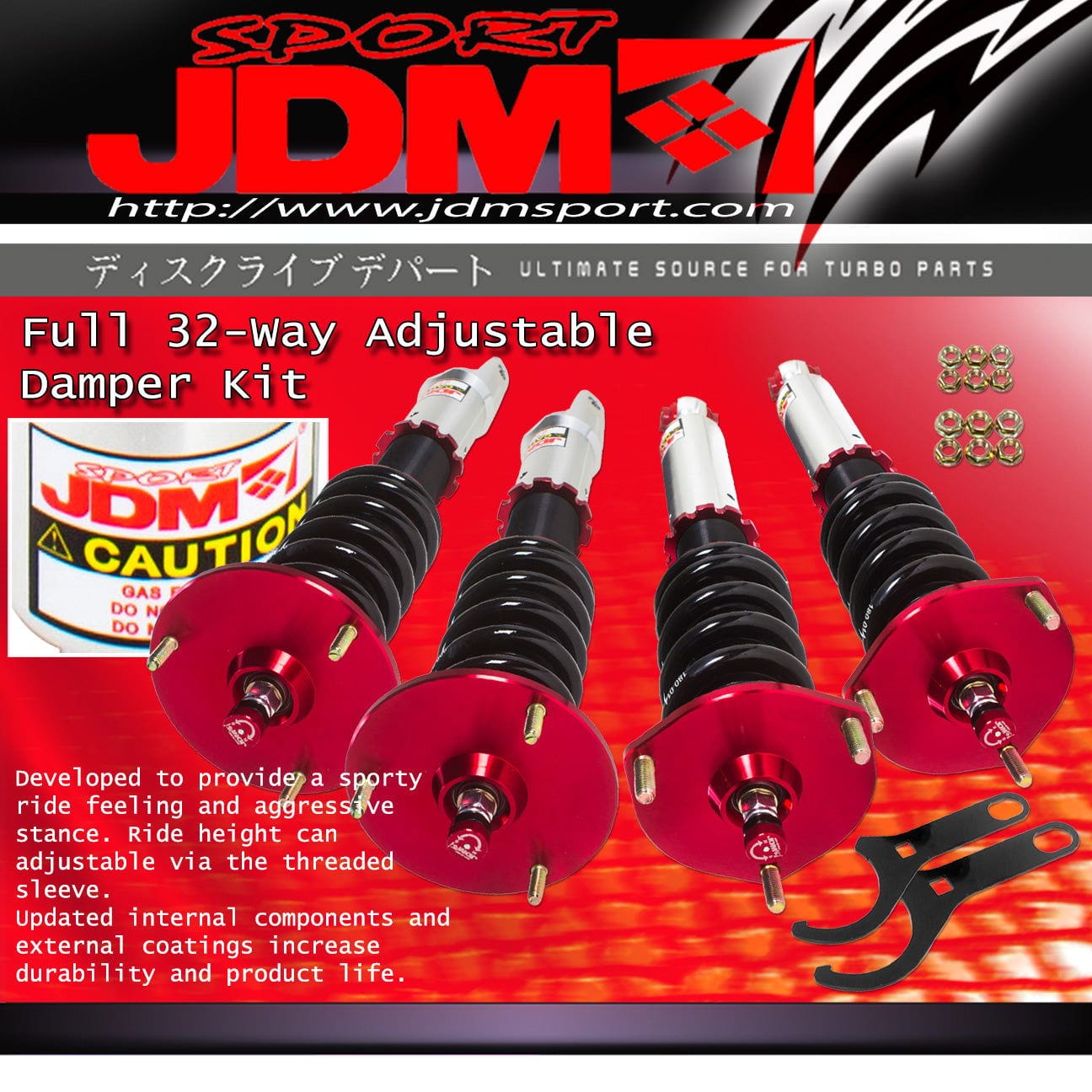 JDM Sport Lexus SC300 SC400 RWD 1991-2000 32 Way Adjustable Coilovers Kit - Front: 14K / Rear: 8K - Parts Agent