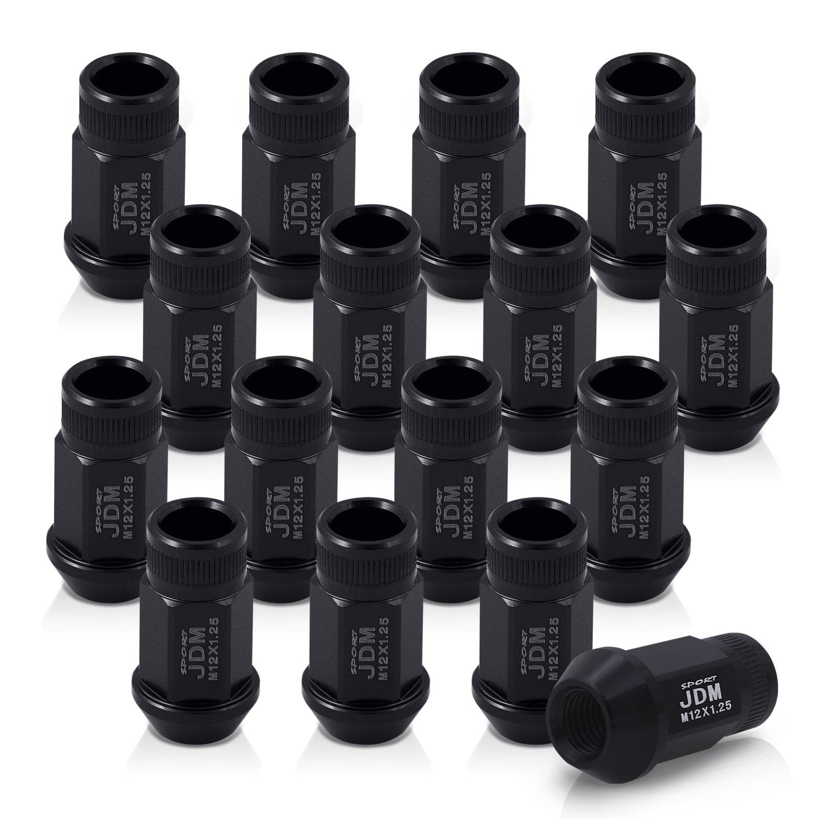 JDM Sport M12 X 1.25 Aluminum Open Lug Nuts Black (16 Piece) - Parts Agent