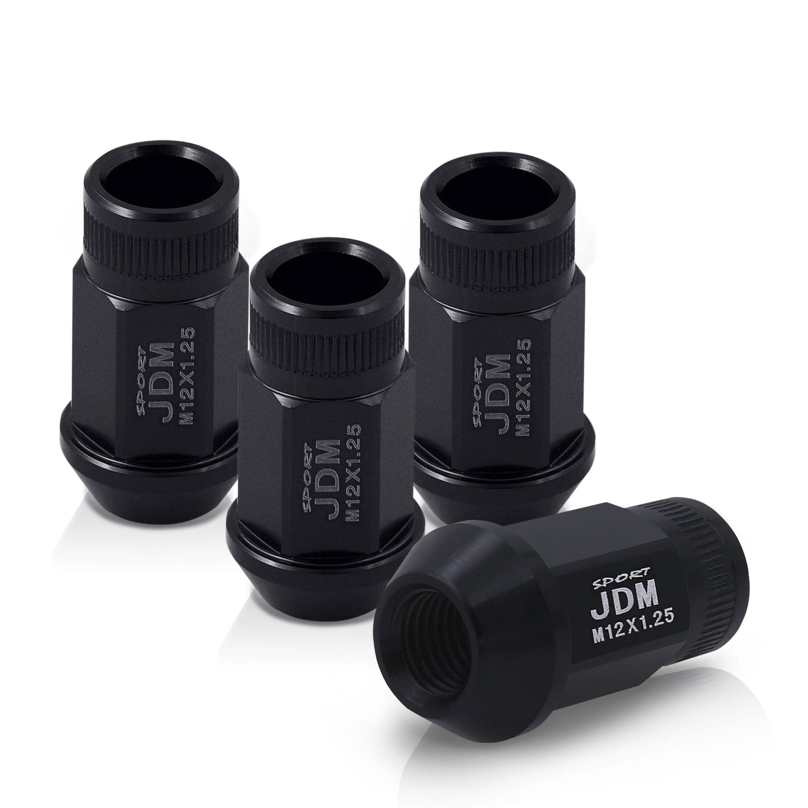 JDM Sport M12 X 1.25 Aluminum Open Lug Nuts Black (4 Piece) - Parts Agent