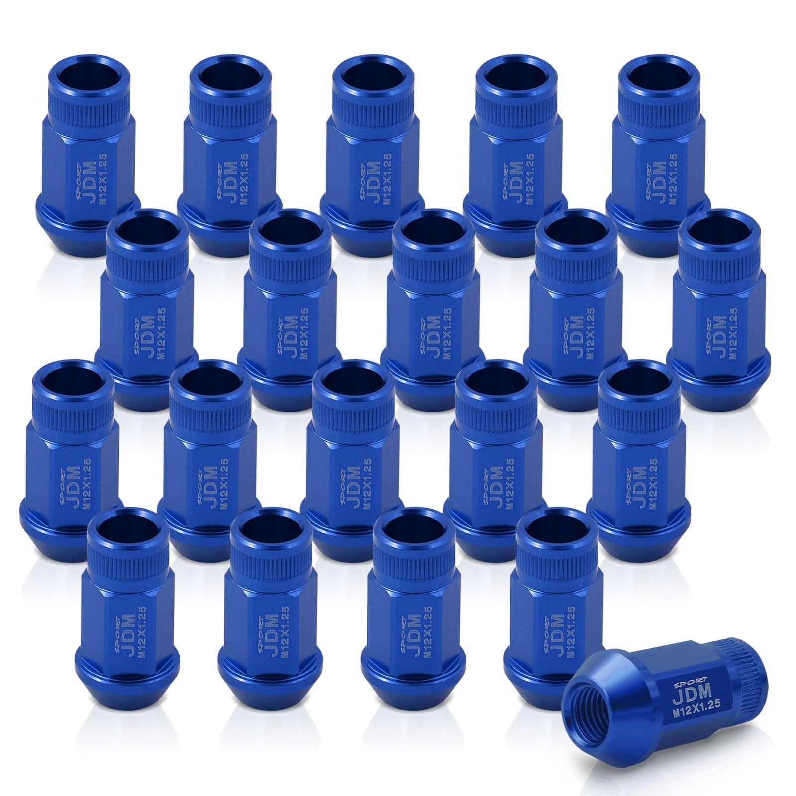 JDM Sport M12 X 1.25 Aluminum Open Lug Nuts Blue (20 Piece) - Parts Agent