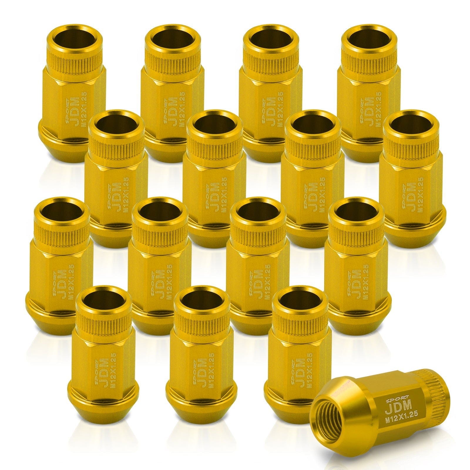 JDM Sport M12 X 1.25 Aluminum Open Lug Nuts Gold (16 Piece) - Parts Agent