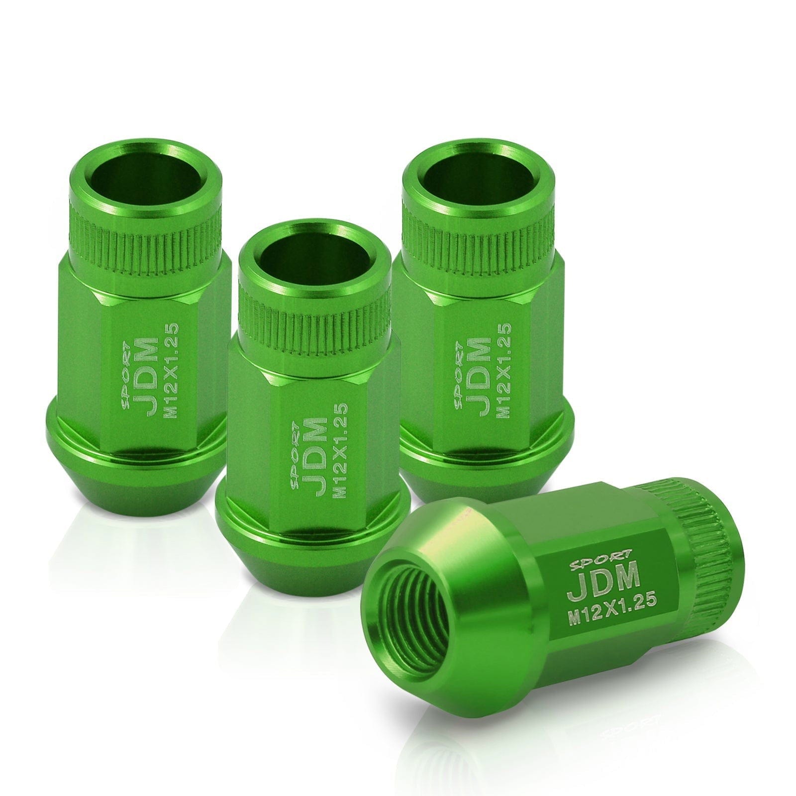 JDM Sport M12 X 1.25 Aluminum Open Lug Nuts Green (4 Piece) - Parts Agent
