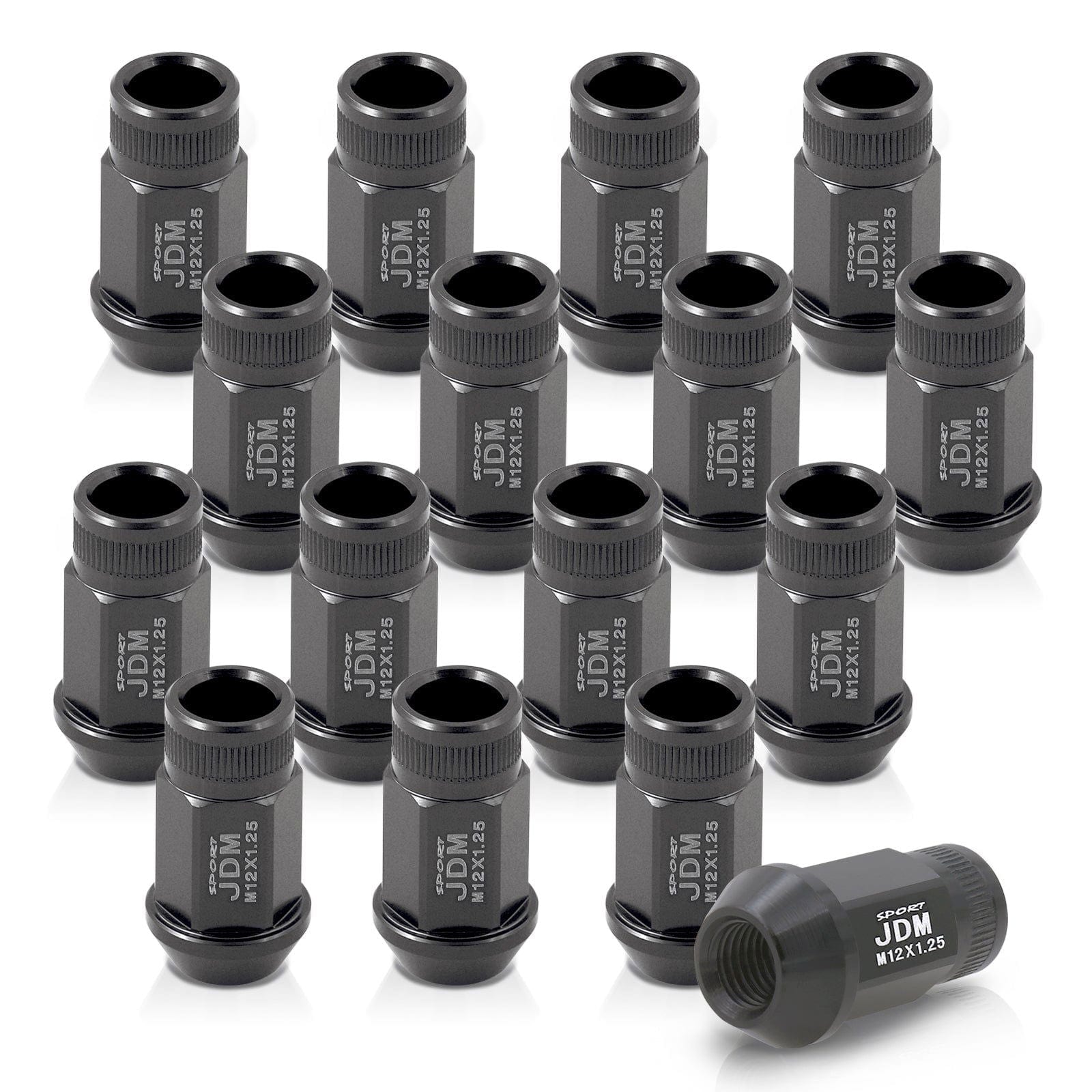 JDM Sport M12 X 1.25 Aluminum Open Lug Nuts Gun Metal (16 Piece) - Parts Agent