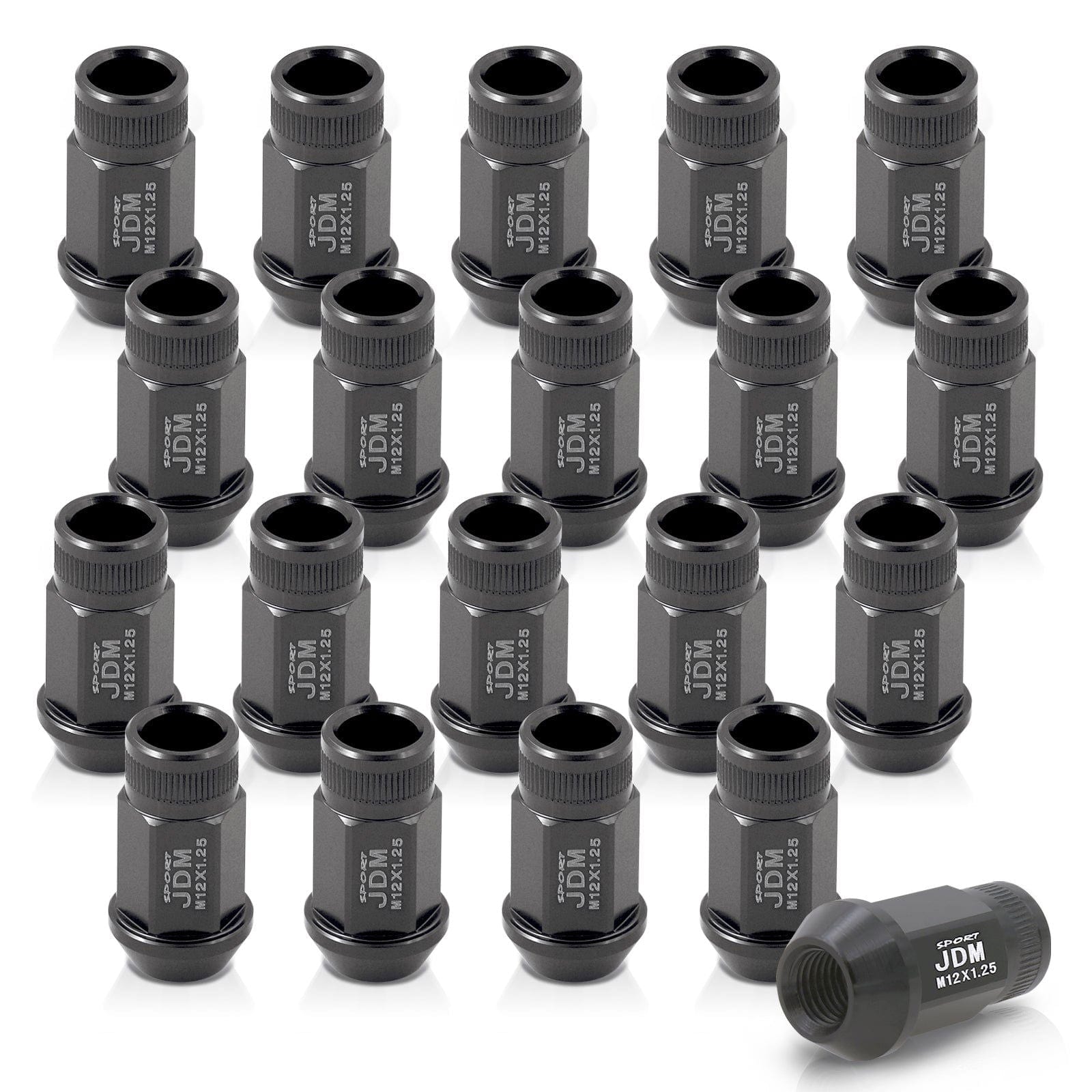 JDM Sport M12 X 1.25 Aluminum Open Lug Nuts Gun Metal (20 Piece) - Parts Agent