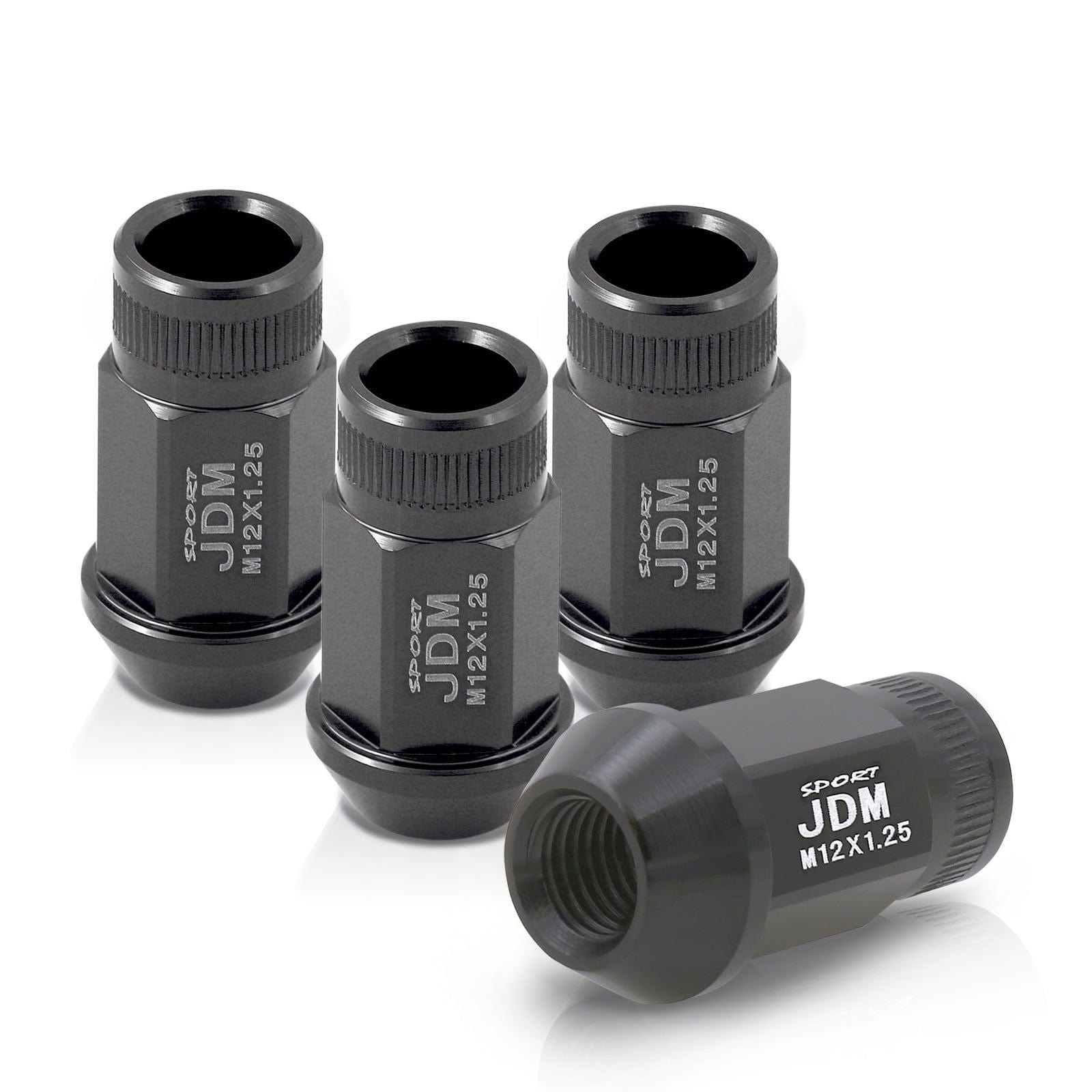 JDM Sport M12 X 1.25 Aluminum Open Lug Nuts Gun Metal (4 Piece) - Parts Agent