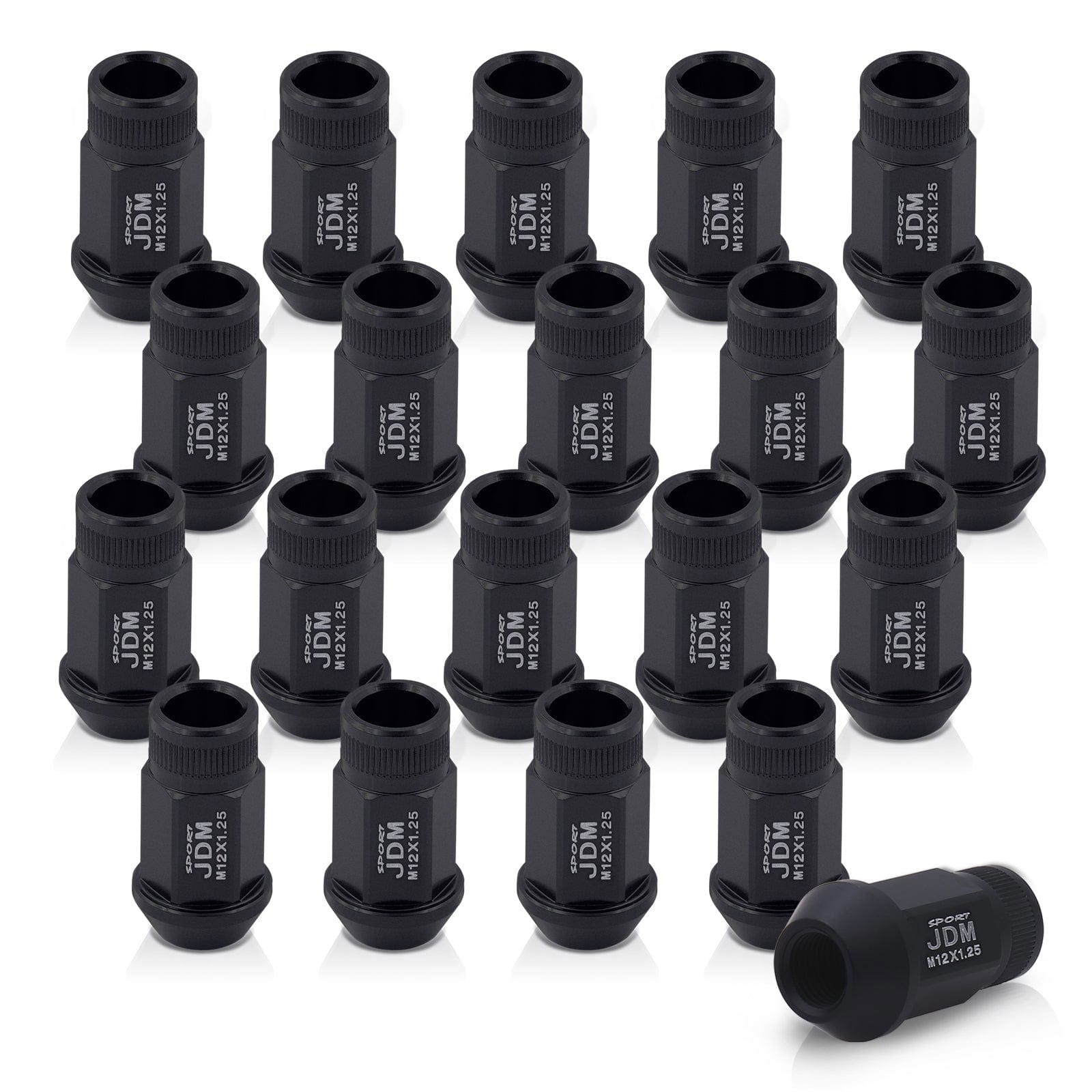 JDM Sport M12 X 1.25 Aluminum Open Lug Nuts Matte Black (20 Piece) - Parts Agent
