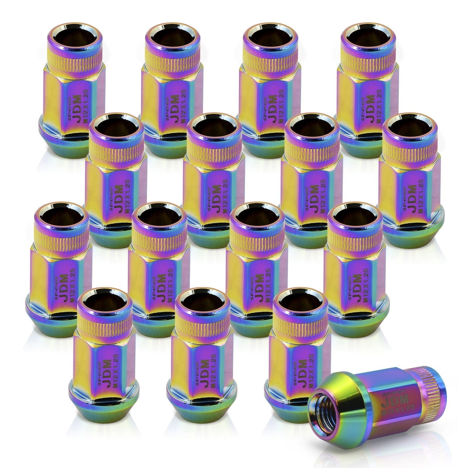 JDM Sport M12 X 1.25 Aluminum Open Lug Nuts Multi Color (16 Piece) - Parts Agent