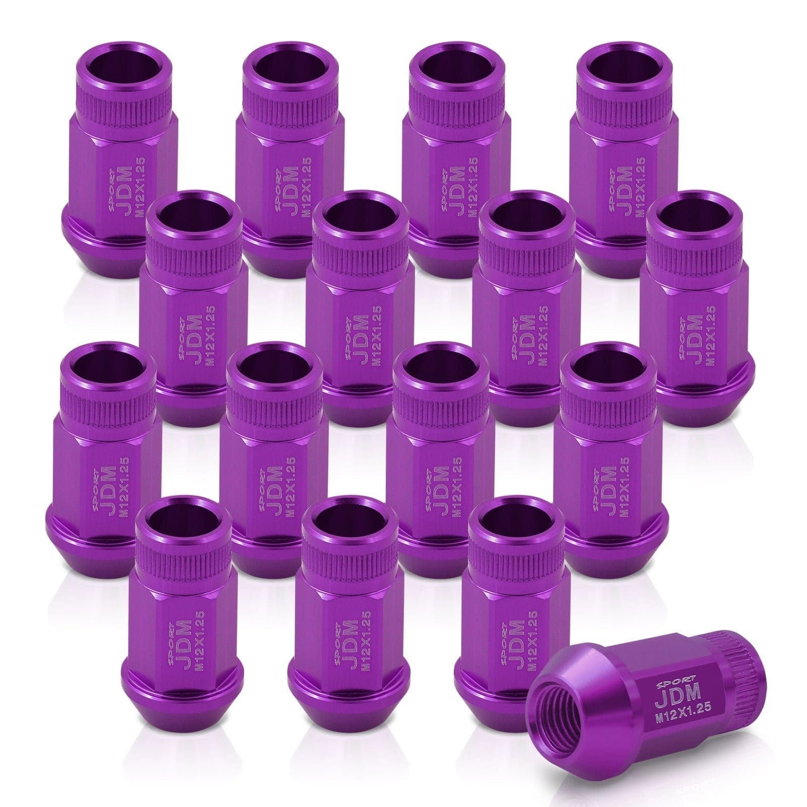 JDM Sport M12 X 1.25 Aluminum Open Lug Nuts Purple (16 Piece) - Parts Agent