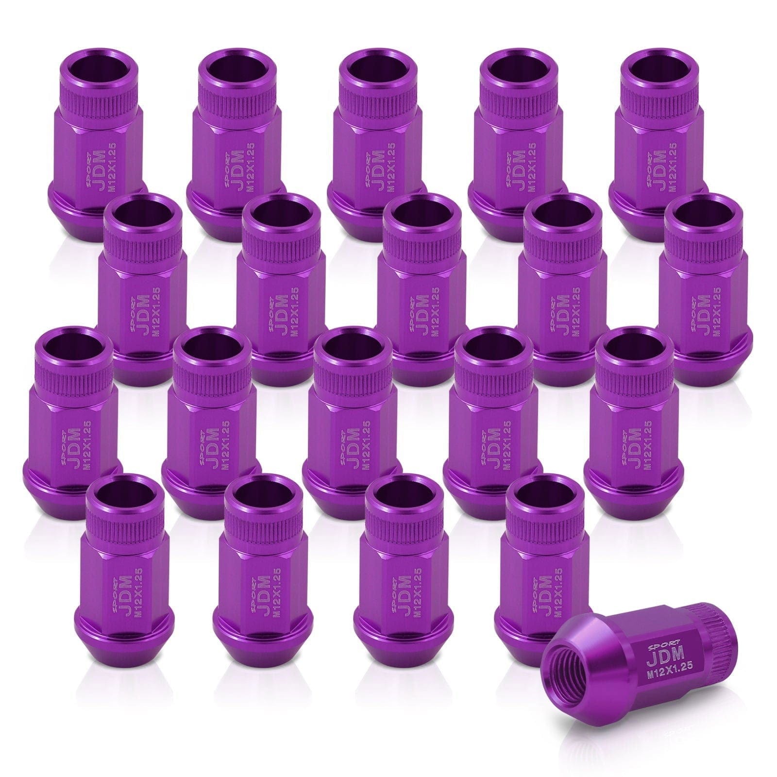 JDM Sport M12 X 1.25 Aluminum Open Lug Nuts Purple (20 Piece) - Parts Agent
