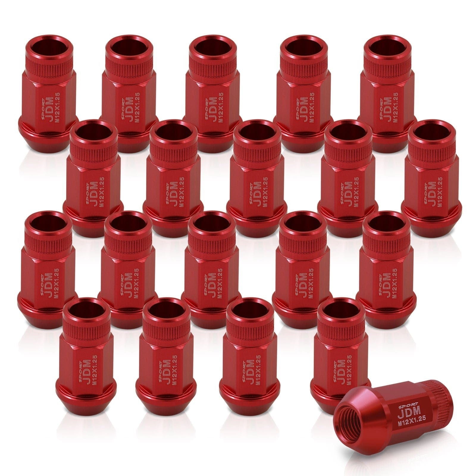 JDM Sport M12 X 1.25 Aluminum Open Lug Nuts Red (20 Piece) - Parts Agent