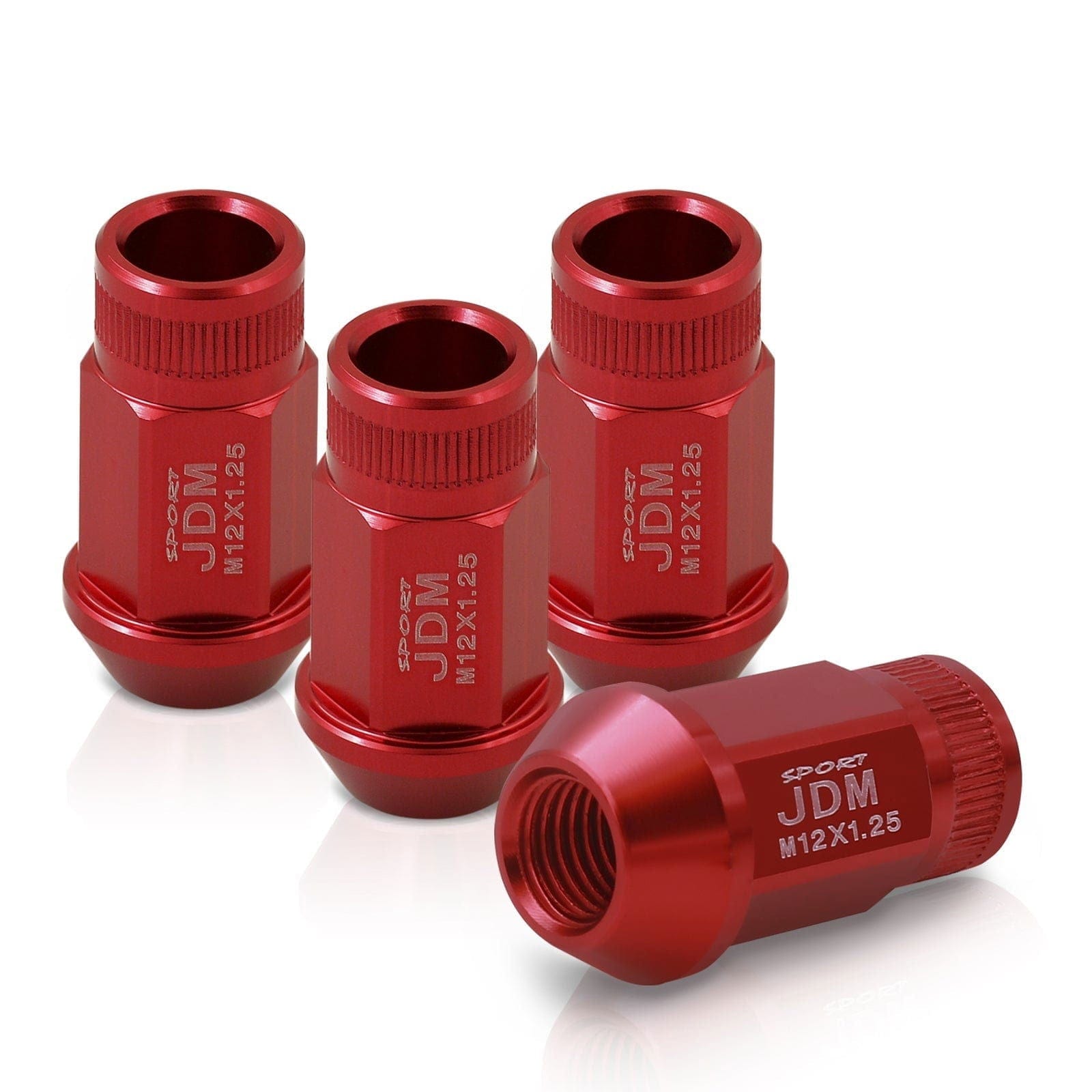 JDM Sport M12 X 1.25 Aluminum Open Lug Nuts Red (4 Piece) - Parts Agent