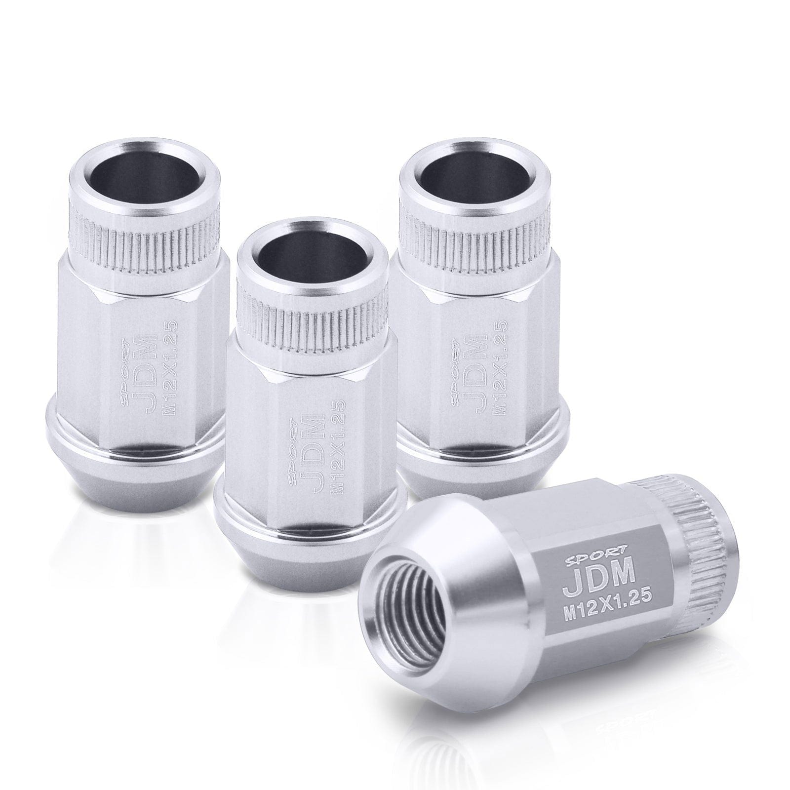 JDM Sport M12 X 1.25 Aluminum Open Lug Nuts Silver (4 Piece) - Parts Agent