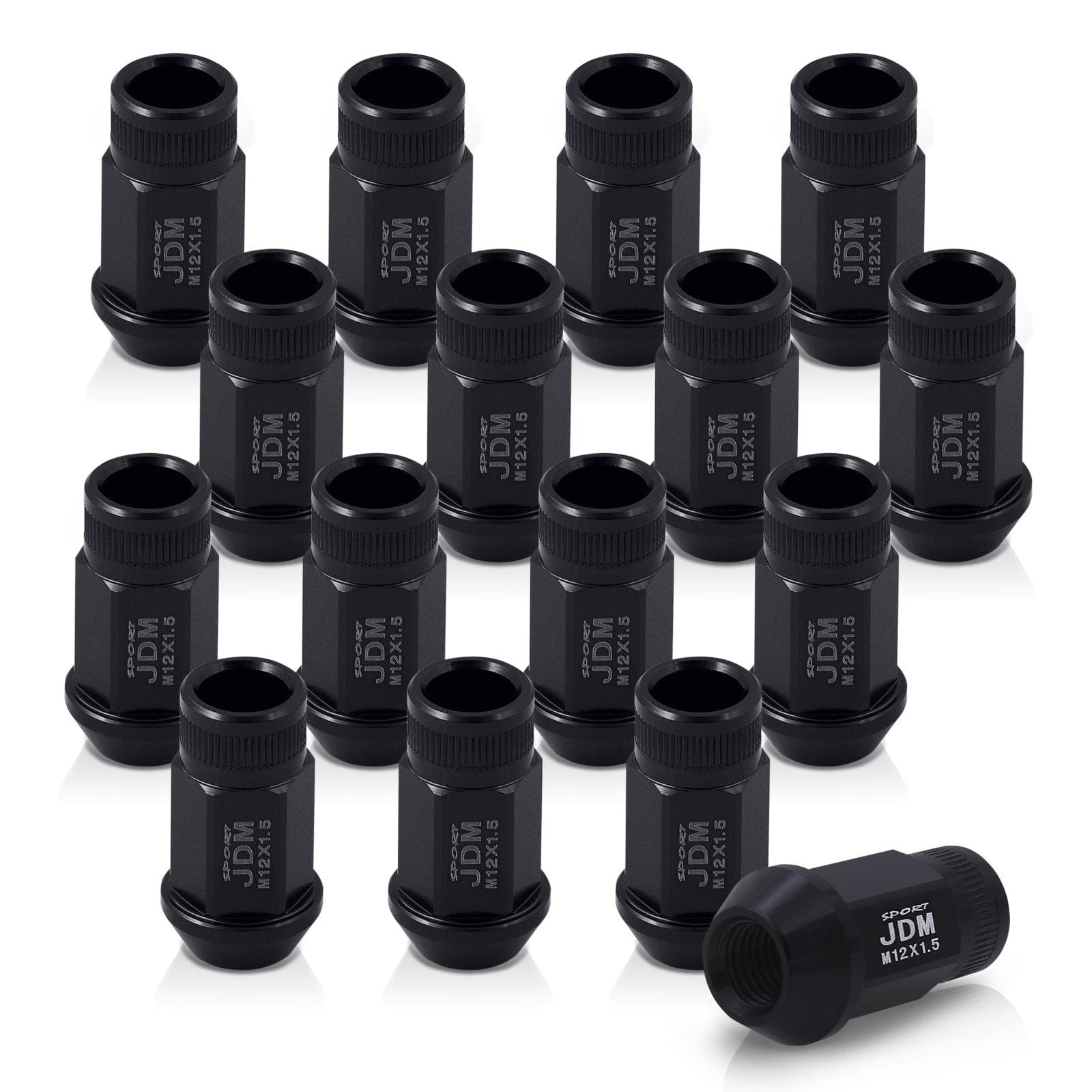 JDM Sport M12 X 1.5 Aluminum Open Lug Nuts Black (16 Piece) - Parts Agent