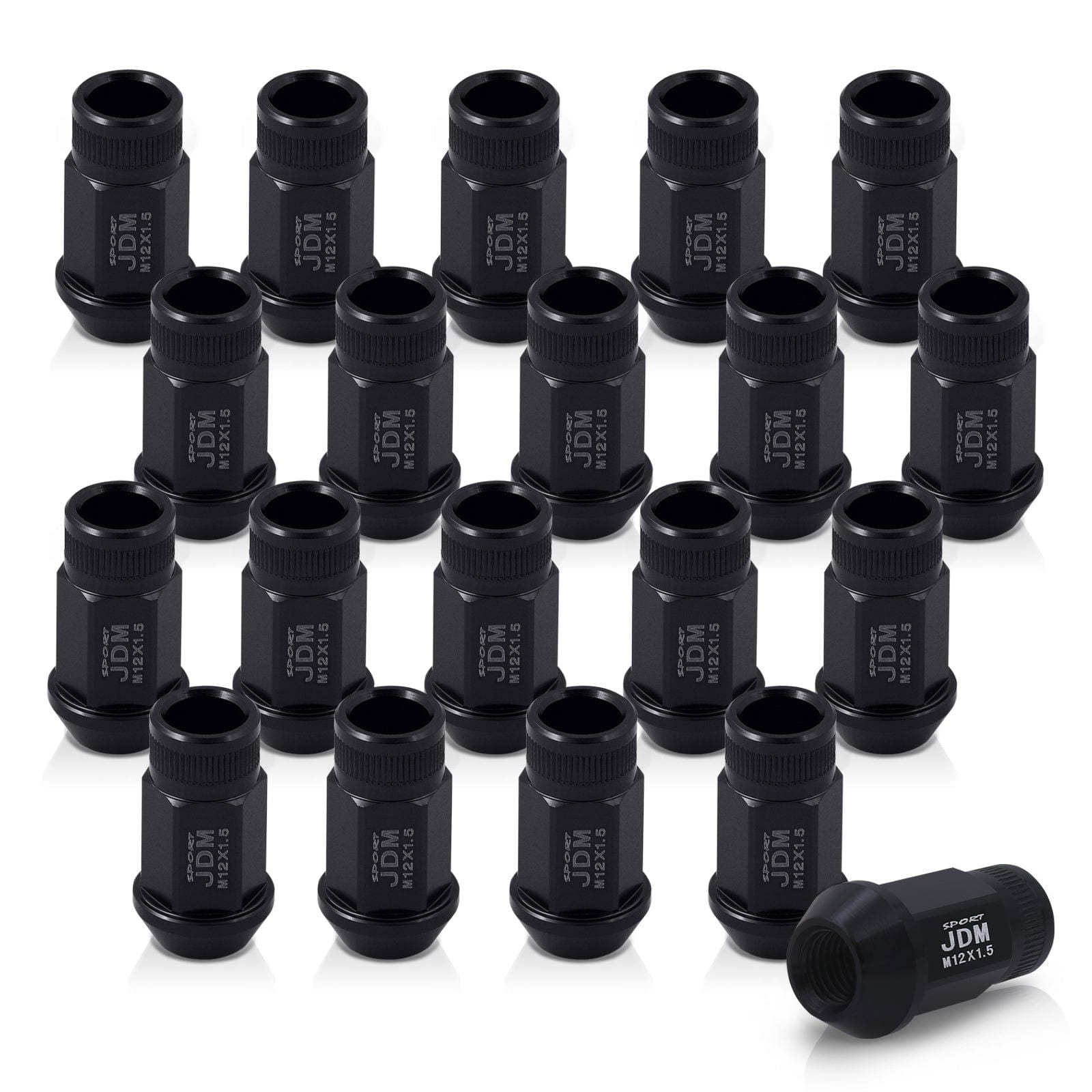 JDM Sport M12 X 1.5 Aluminum Open Lug Nuts Black (20 Piece) - Parts Agent