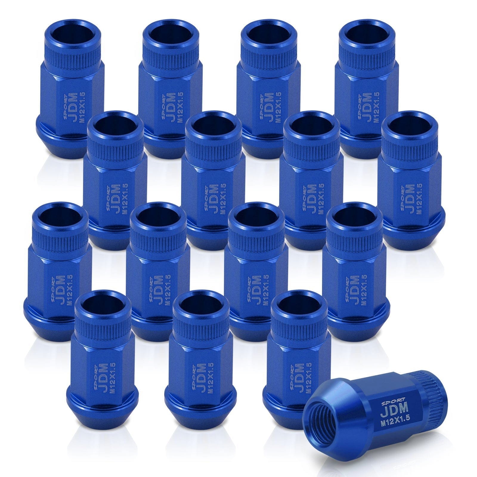 JDM Sport M12 X 1.5 Aluminum Open Lug Nuts Blue (16 Piece) - Parts Agent