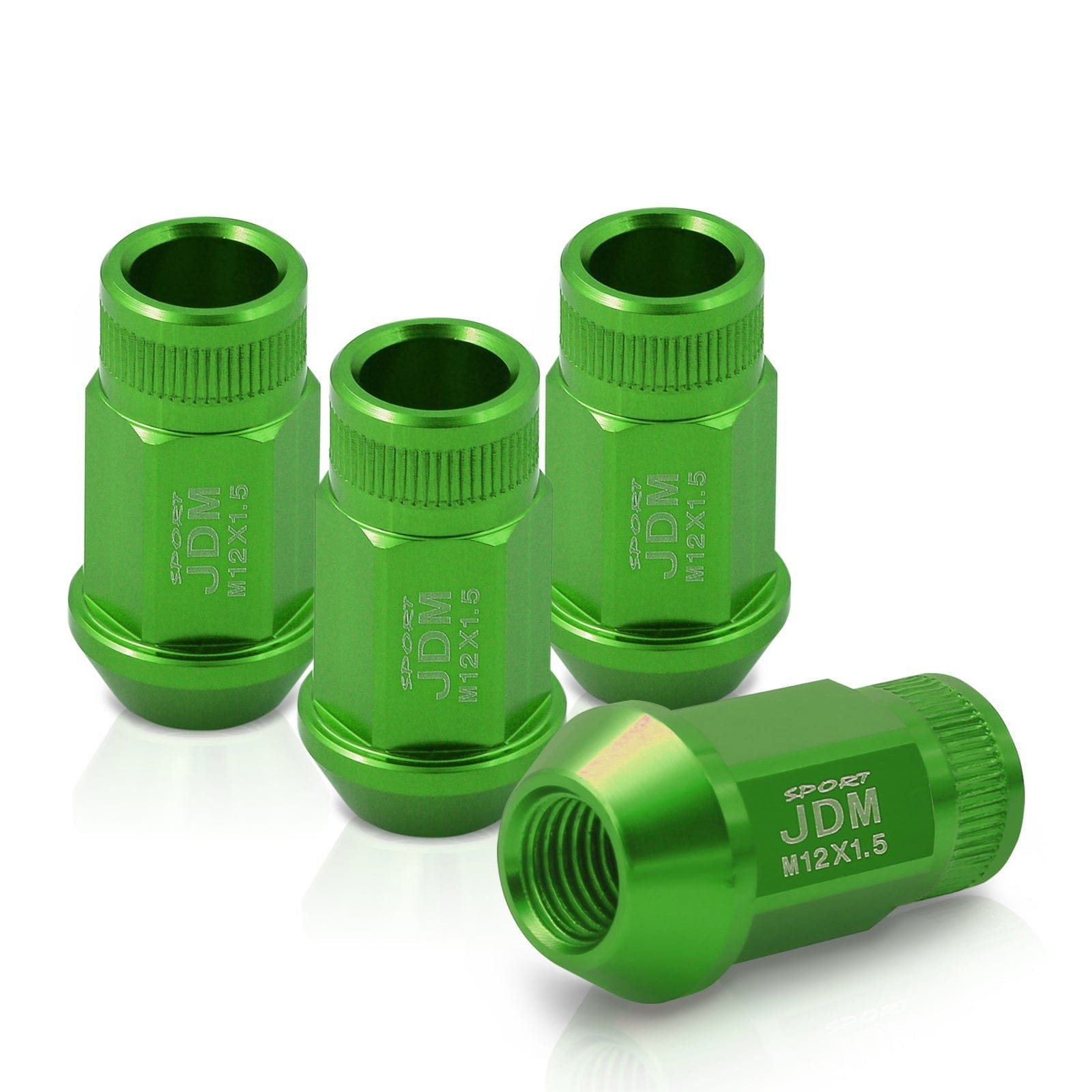 JDM Sport M12 X 1.5 Aluminum Open Lug Nuts Green (4 Piece) - Parts Agent