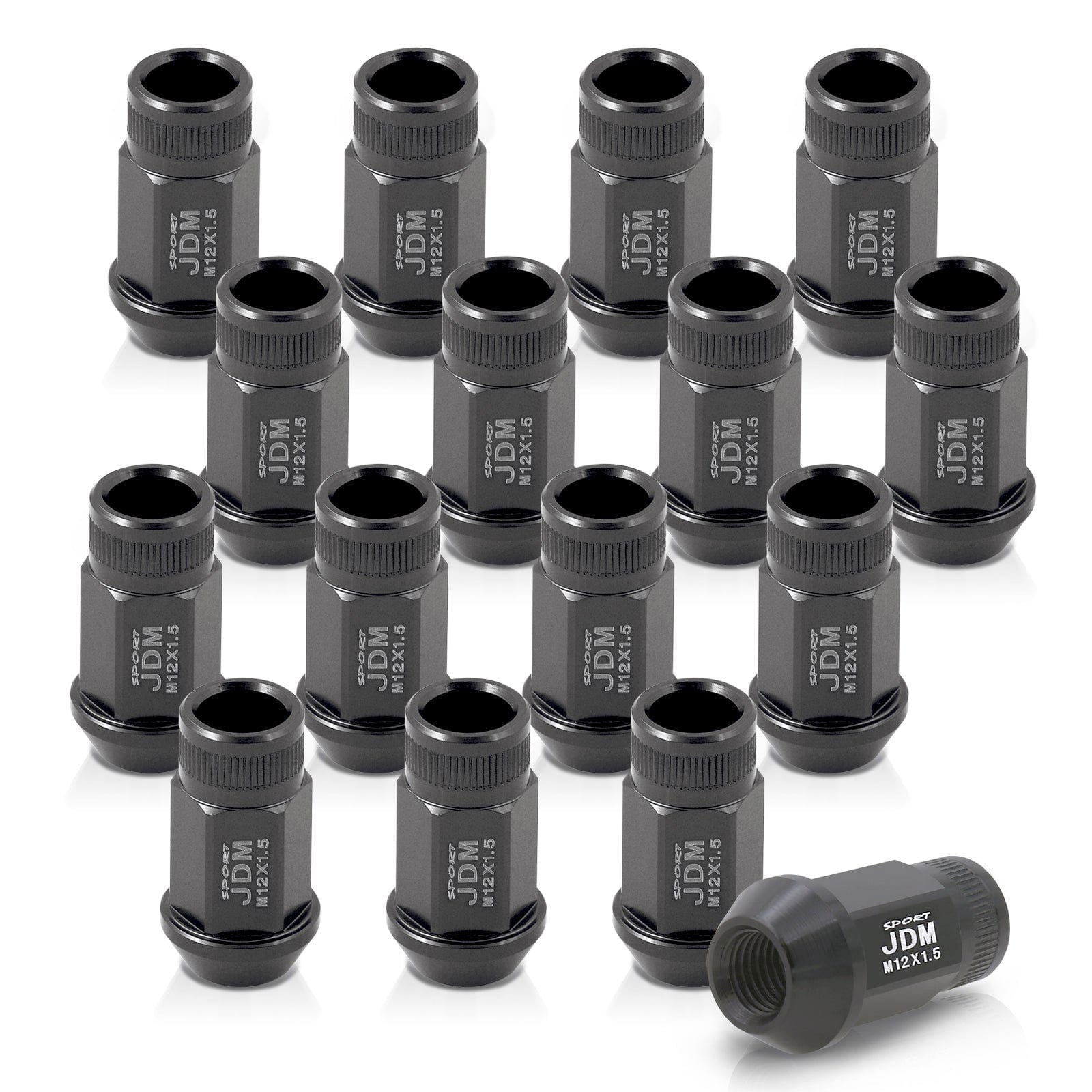 JDM Sport M12 X 1.5 Aluminum Open Lug Nuts Gun Metal (16 Piece) - Parts Agent