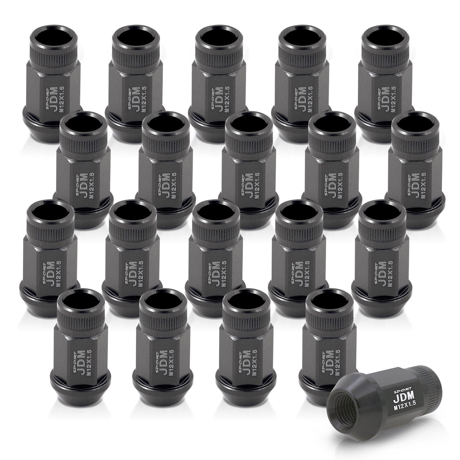JDM Sport M12 X 1.5 Aluminum Open Lug Nuts Gun Metal (20 Piece) - Parts Agent
