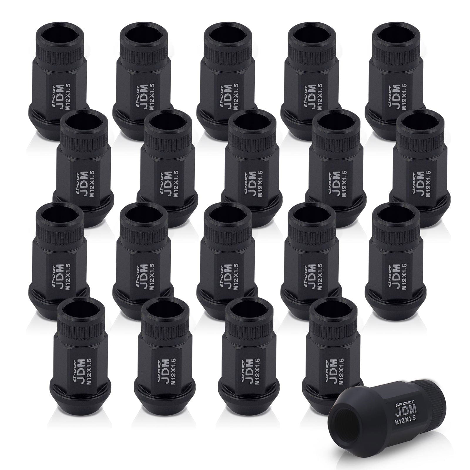 JDM Sport M12 X 1.5 Aluminum Open Lug Nuts Matte Black (20 Piece) - Parts Agent