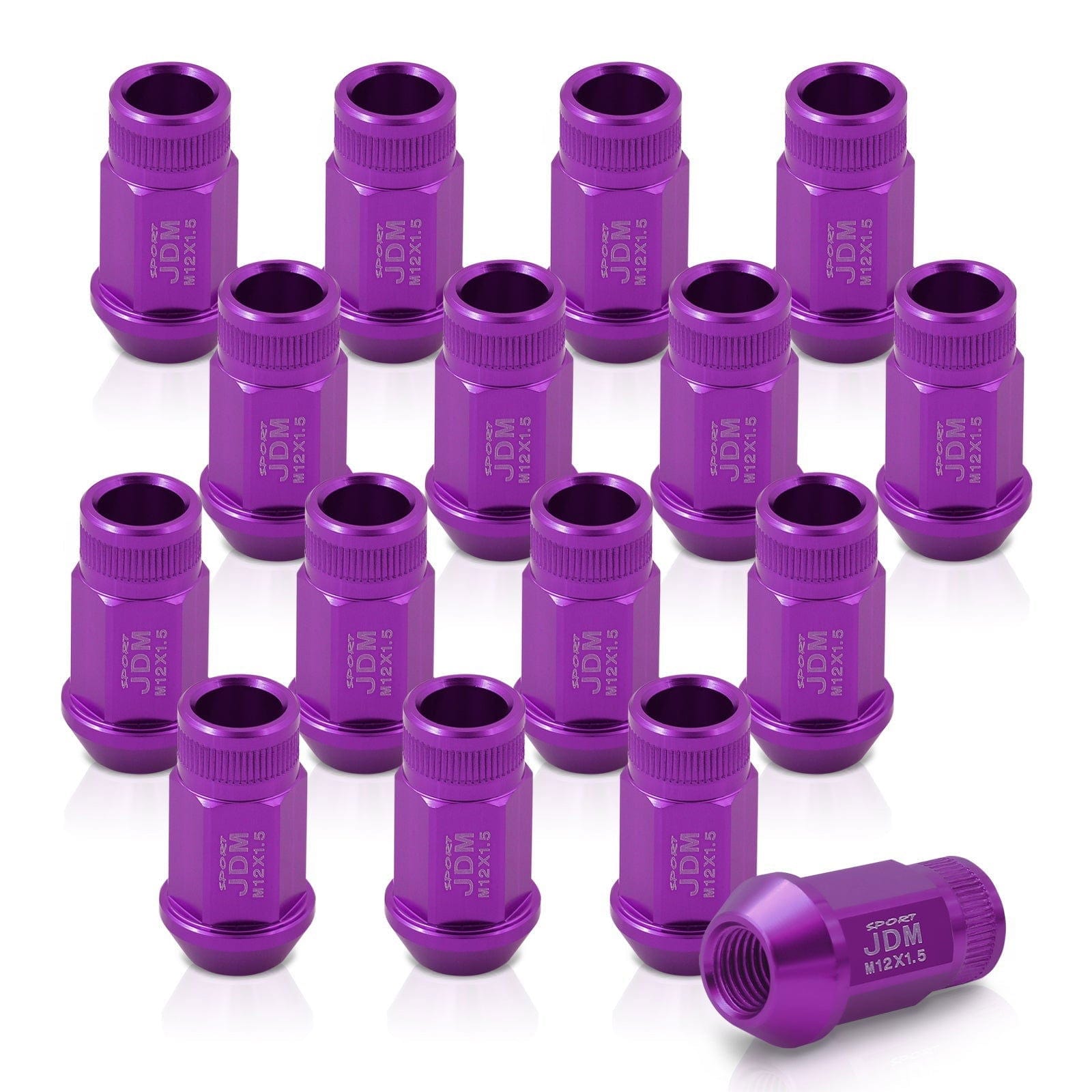 JDM Sport M12 X 1.5 Aluminum Open Lug Nuts Purple (16 Piece) - Parts Agent