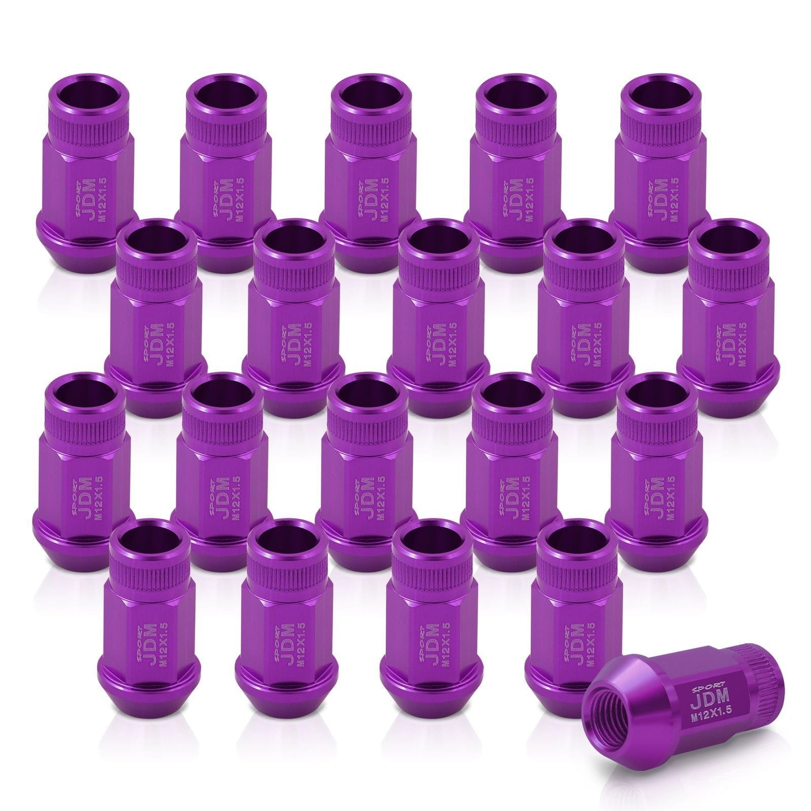 JDM Sport M12 X 1.5 Aluminum Open Lug Nuts Purple (20 Piece) - Parts Agent