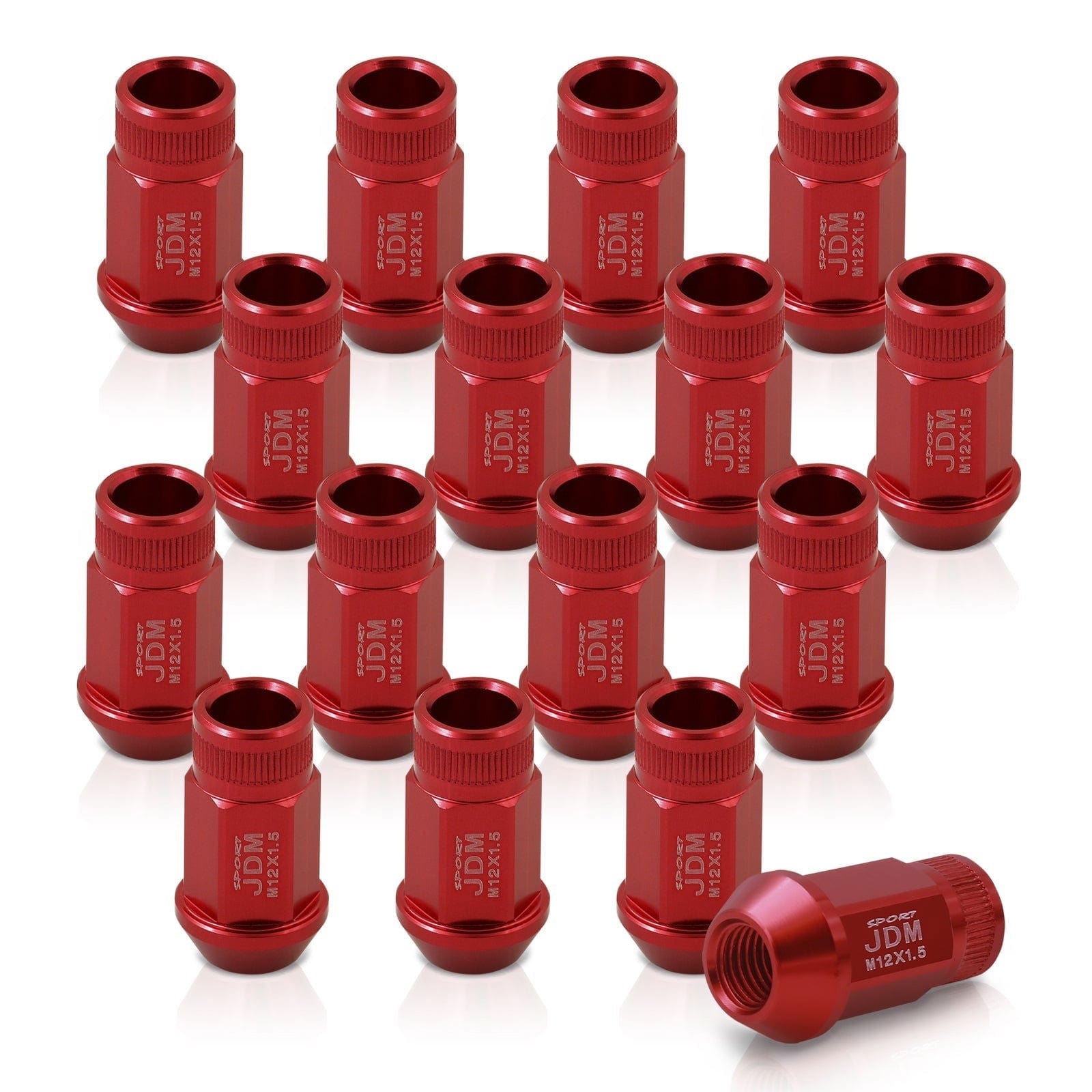 JDM Sport M12 X 1.5 Aluminum Open Lug Nuts Red (16 Piece) - Parts Agent