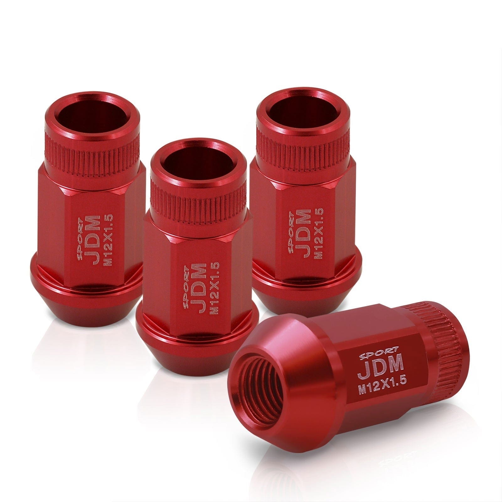 JDM Sport M12 X 1.5 Aluminum Open Lug Nuts Red (4 Piece) - Parts Agent