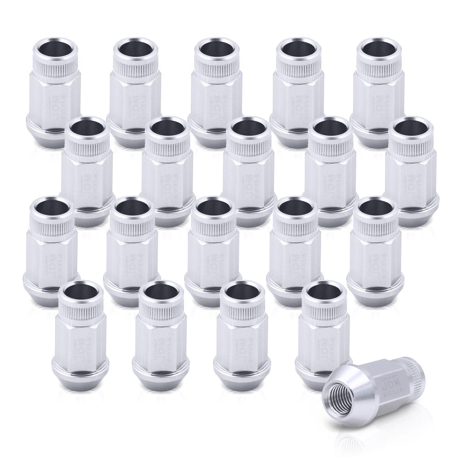JDM Sport M12 X 1.5 Aluminum Open Lug Nuts Silver (20 Piece) - Parts Agent