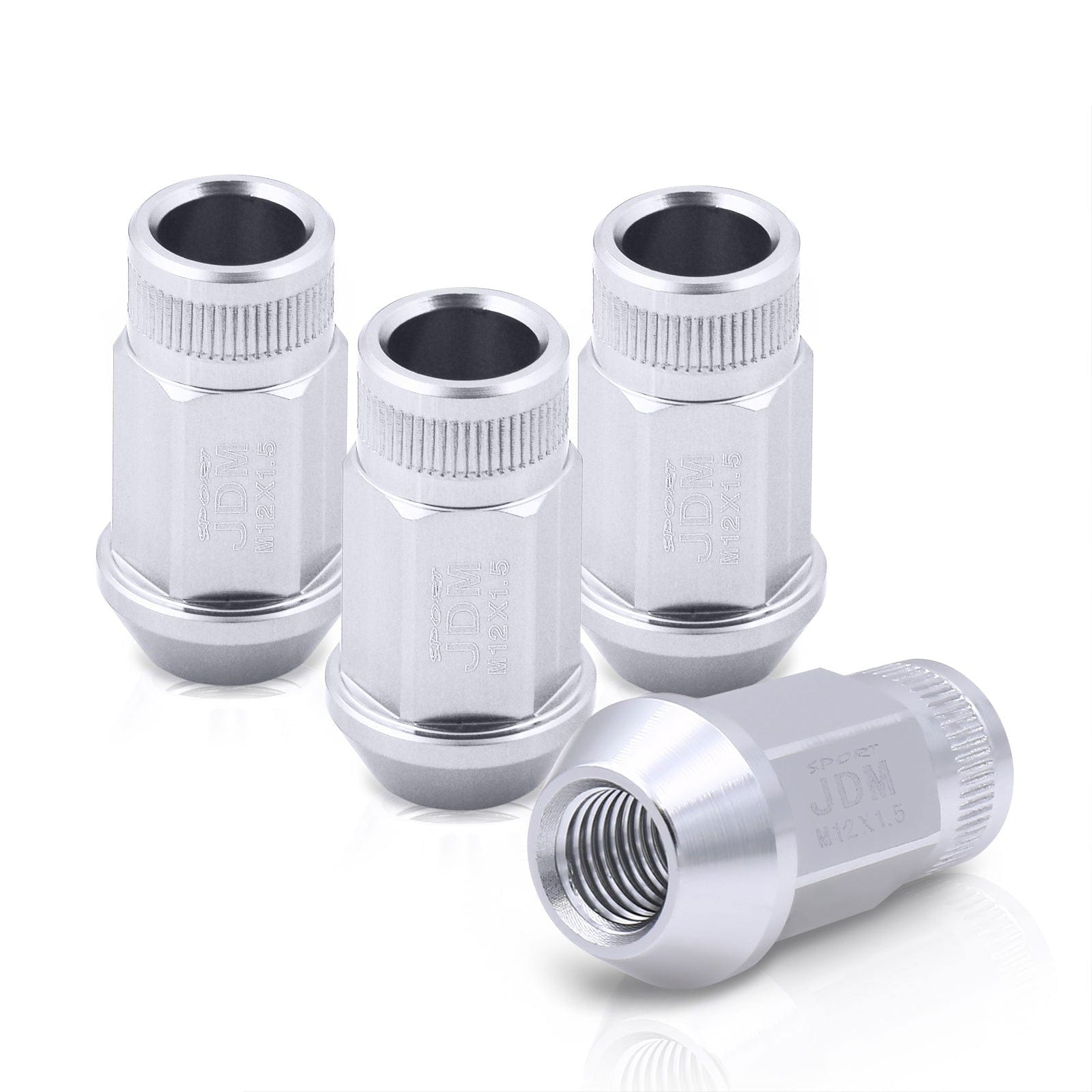 JDM Sport M12 X 1.5 Aluminum Open Lug Nuts Silver (4 Piece) - Parts Agent