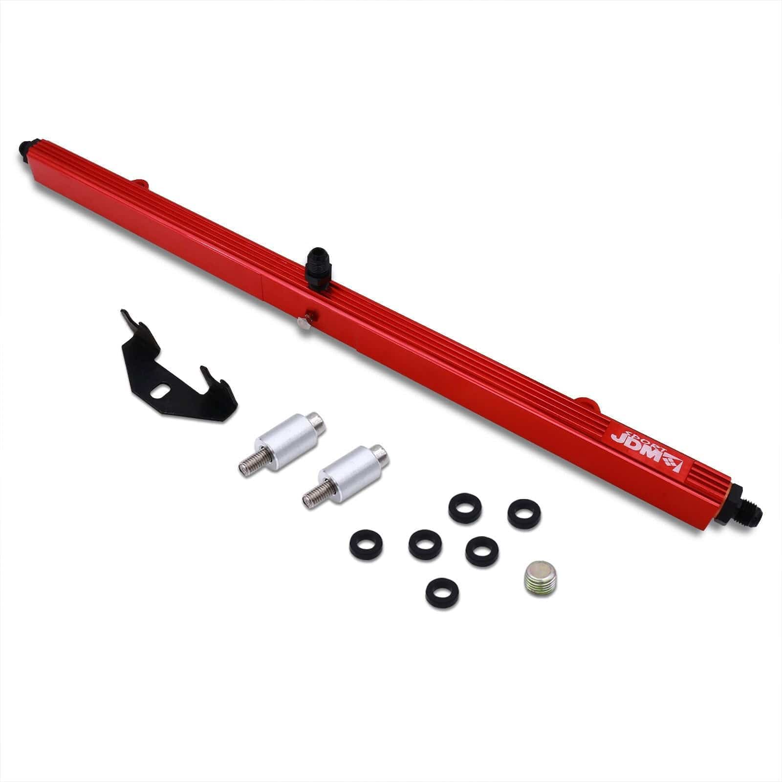 JDM Sport Nissan RB26 Fuel Rail Red with Black Fittings - Parts Agent
