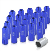 JDM Sport Universal 12 x 1.25 Extended Locking Lug Nuts Blue (20 Pieces) - 4 Pieces Locking Type Lug + Key - Parts Agent