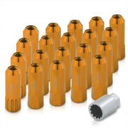 JDM Sport Universal 12 x 1.25 Extended Locking Lug Nuts Gold (20 Pieces) - 4 Pieces Locking Type Lug + Key - Parts Agent