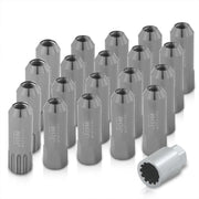 JDM Sport Universal 12 x 1.25 Extended Locking Lug Nuts Gunmetal (20 Pieces) - 4 Pieces Locking Type Lug + Key - Parts Agent