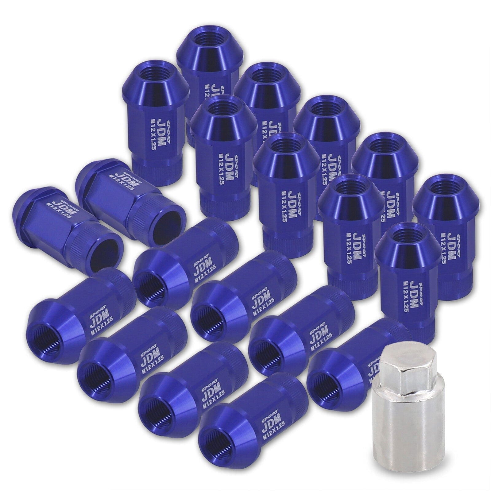 JDM Sport Universal 12 x 1.25 Lug Nuts Blue (20 Pieces) - Parts Agent