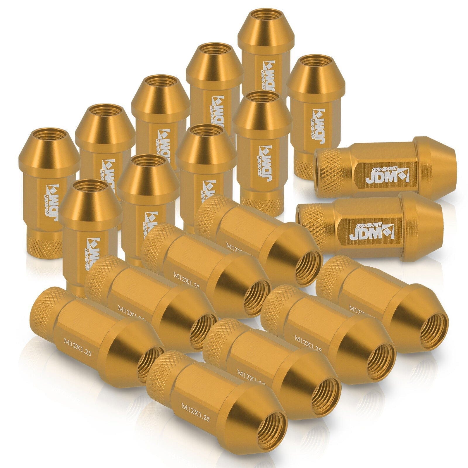 JDM Sport Universal 12 x 1.25 Lug Nuts Gold (20 Pieces) - Parts Agent