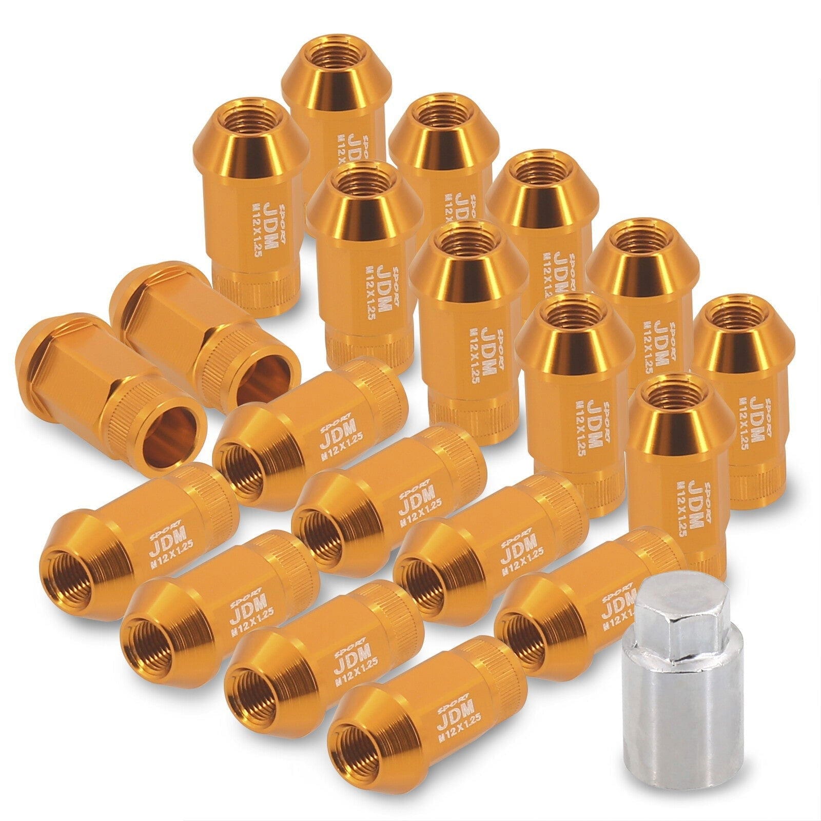 JDM Sport Universal 12 x 1.25 Lug Nuts Gold (20 Pieces) - Parts Agent