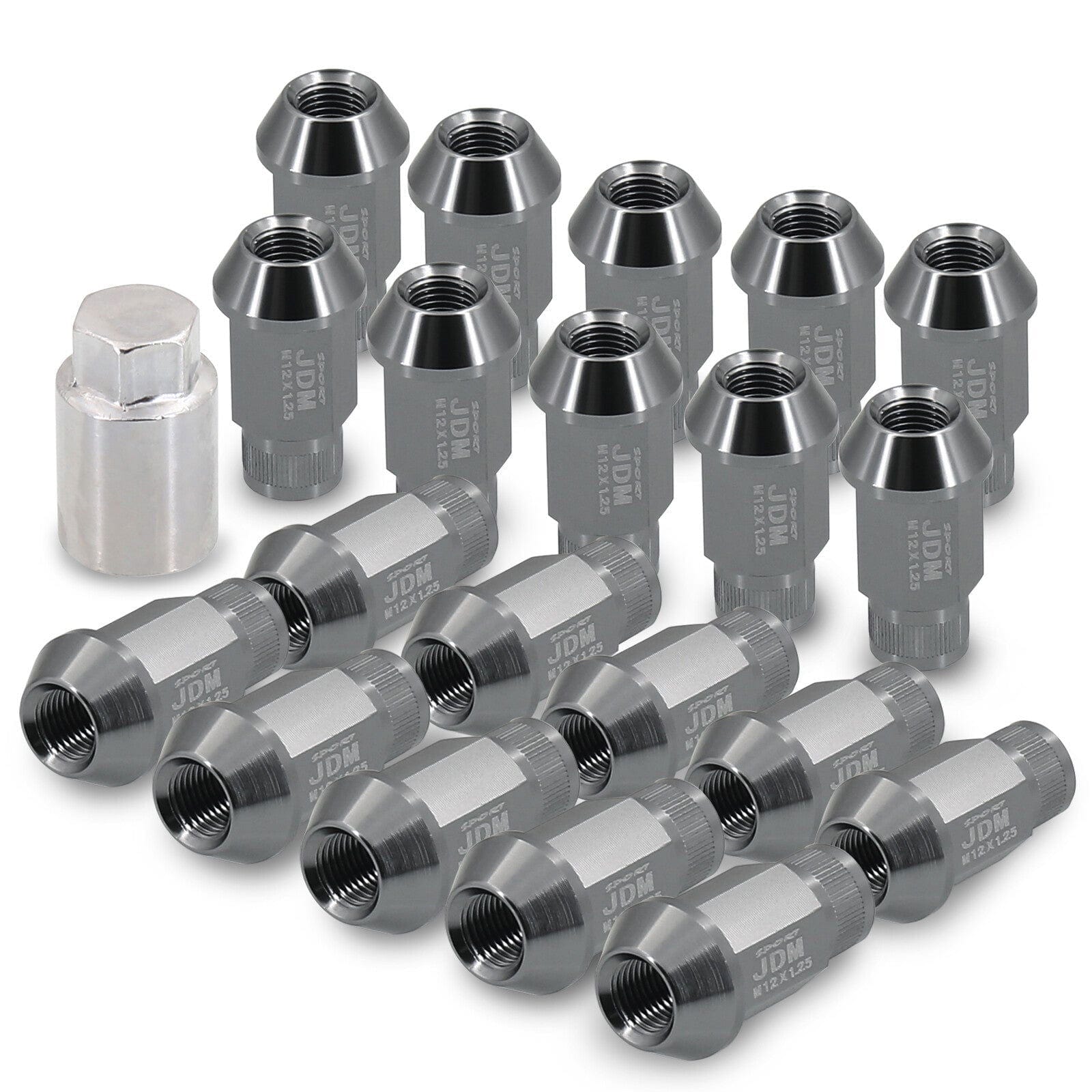 JDM Sport Universal 12 x 1.25 Lug Nuts Gunmetal (20 Pieces) - Parts Agent