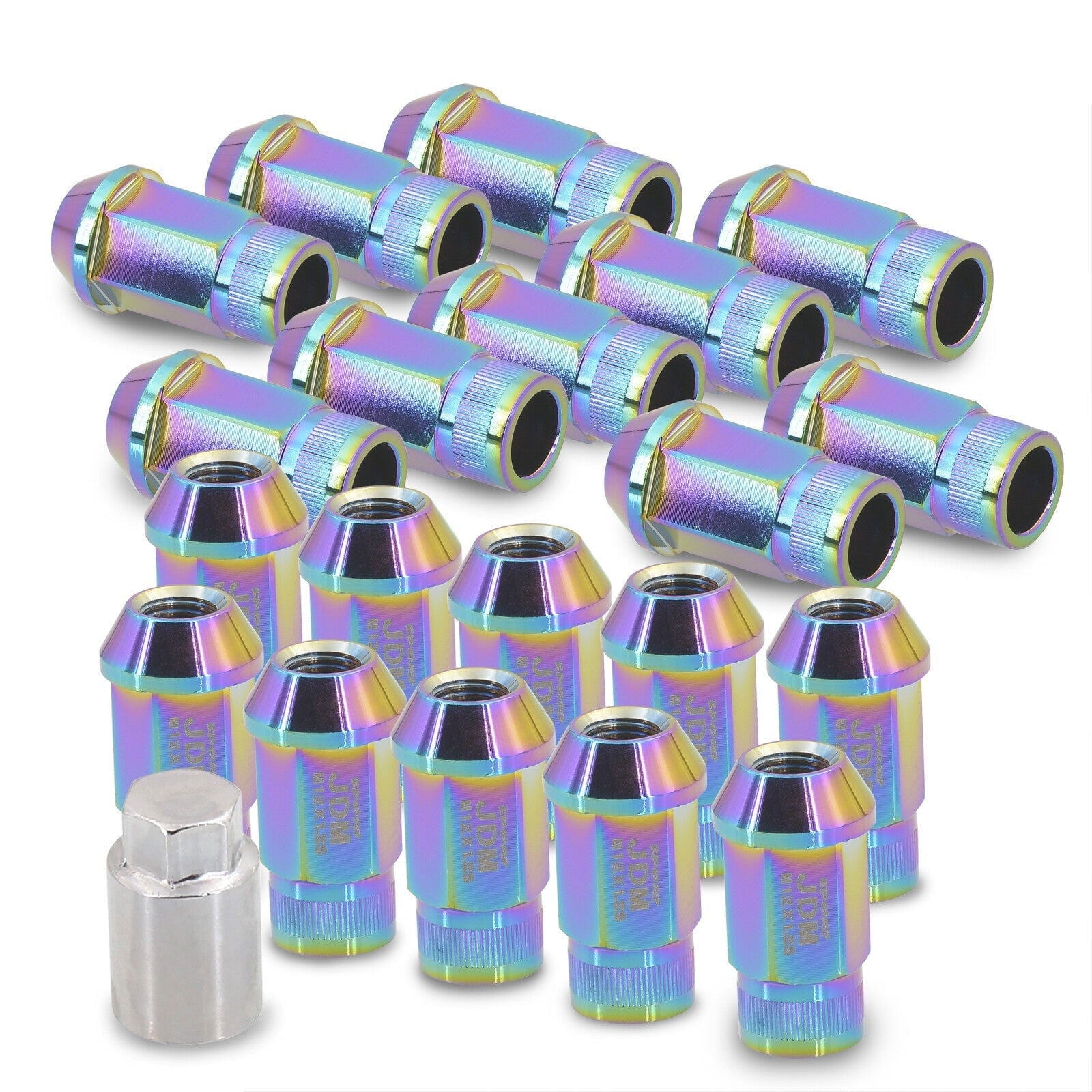JDM Sport Universal 12 x 1.25 Lug Nuts Neo Chrome (20 Pieces) - Parts Agent