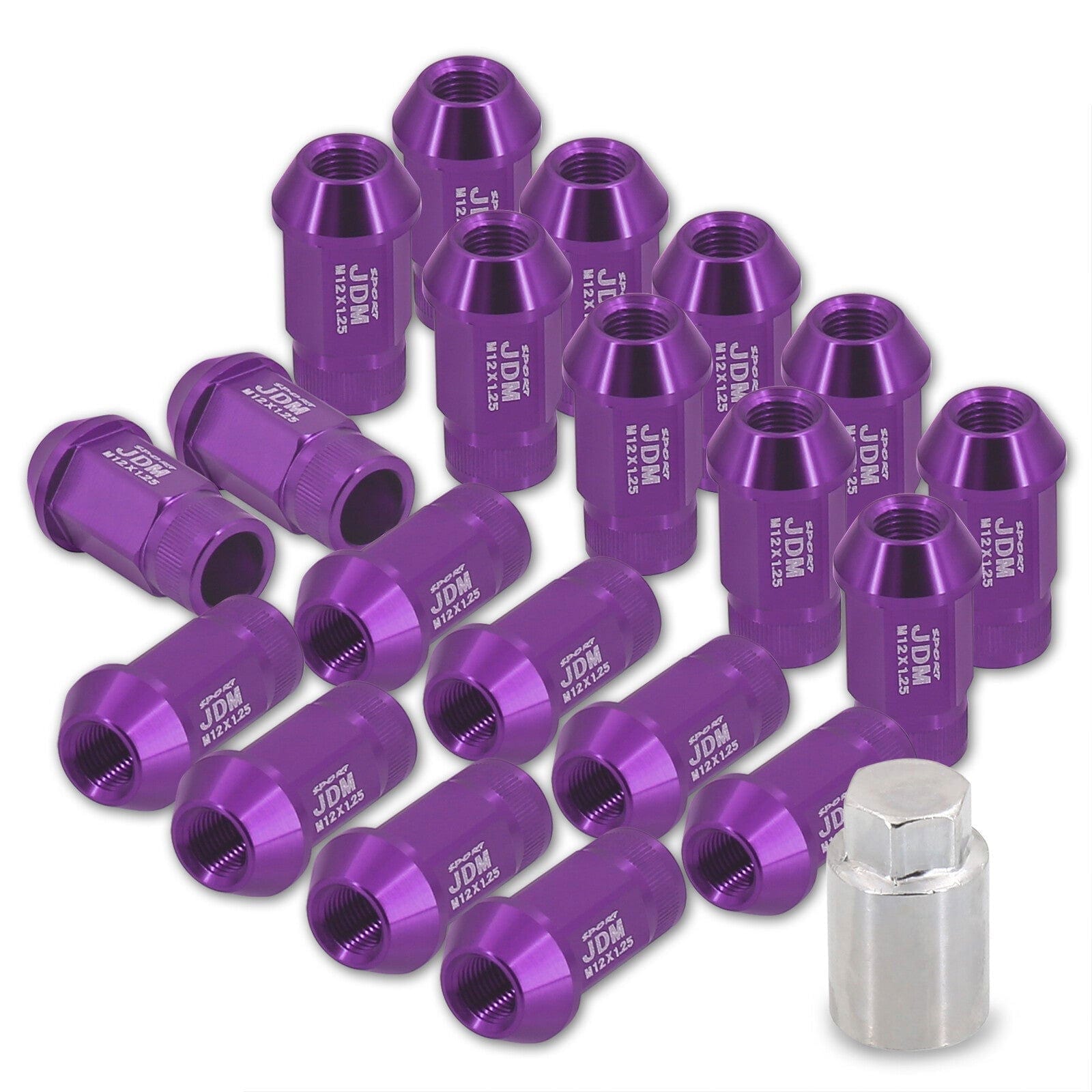 JDM Sport Universal 12 x 1.25 Lug Nuts Purple (20 Pieces) - Parts Agent