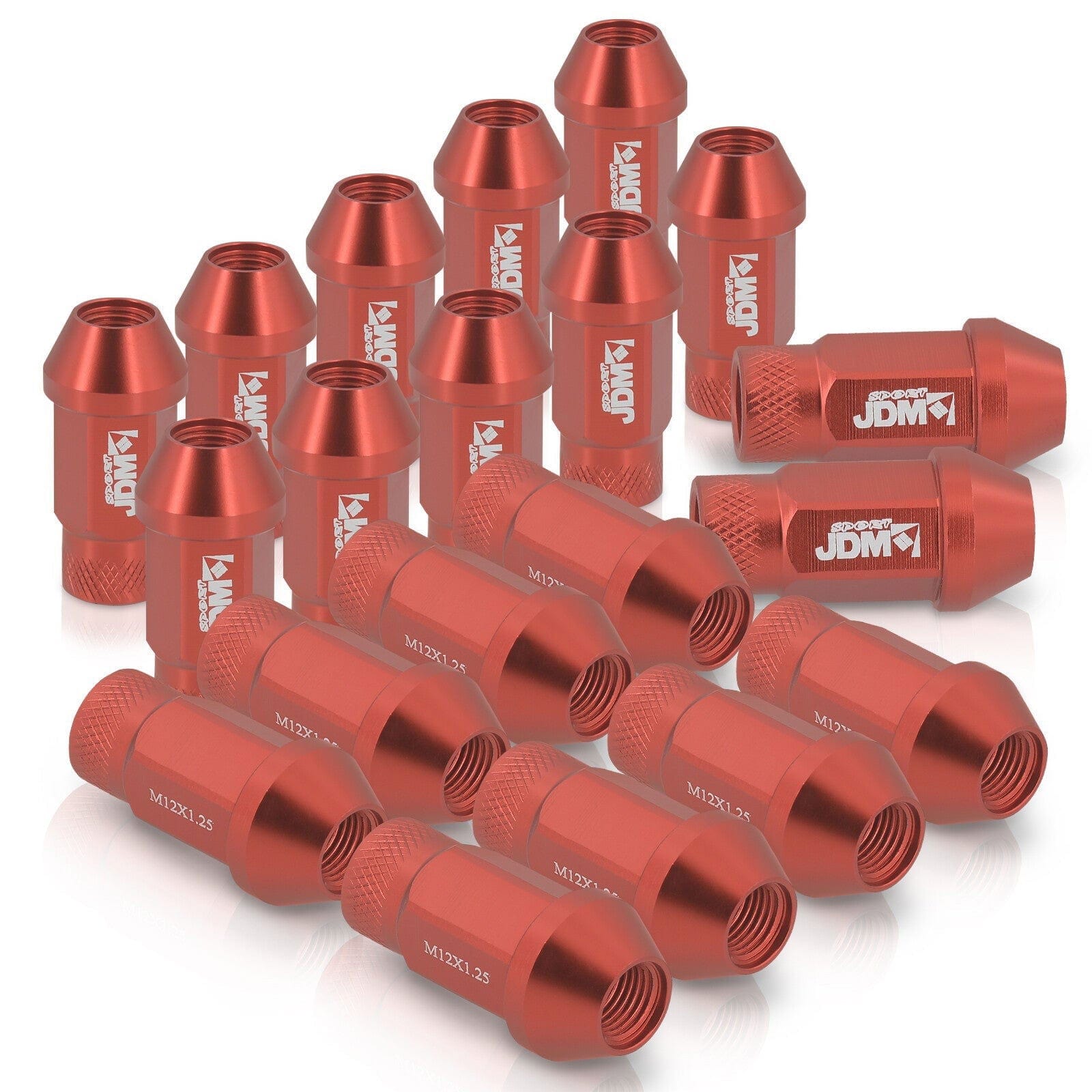 JDM Sport Universal 12 x 1.25 Lug Nuts Red (20 Pieces) - Parts Agent